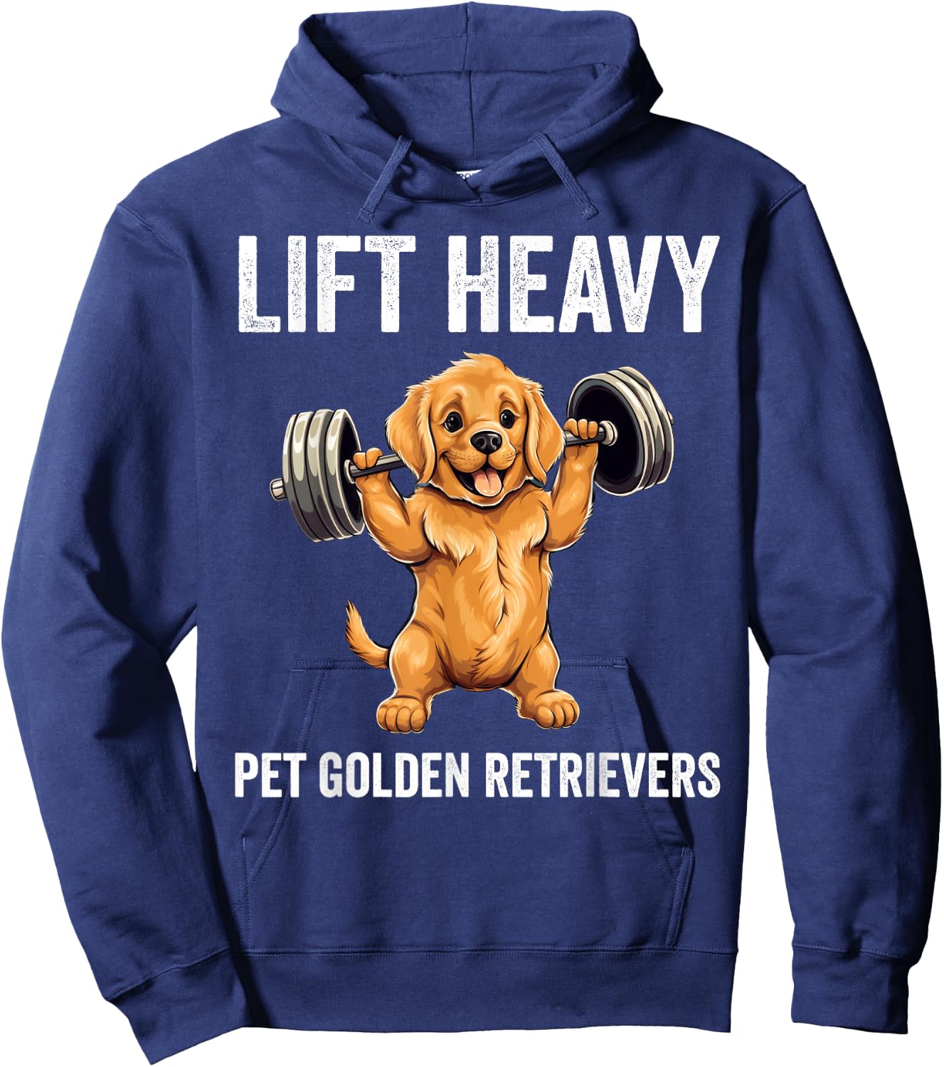 Lift Heavy Pet Golden Retrievers Gym Workout Weight Lifter Hoodie - Hoodie | Navy