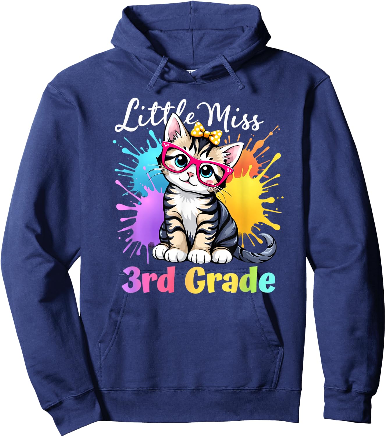 Little Miss 3rd Grade Kitten Back To School Cat Girls Hoodie - Hoodie | Navy