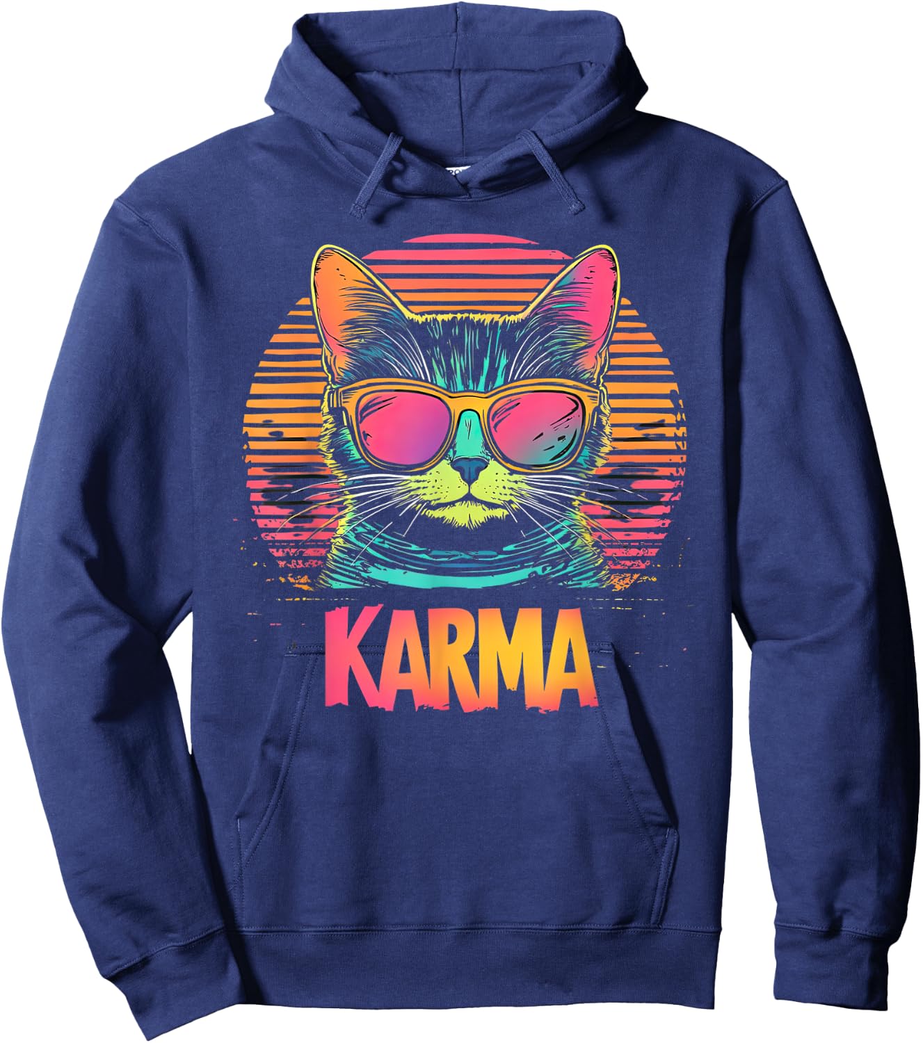 Vintage Cat Karma lovers For Teens Girls Women Men Hoodie - Hoodie | Navy