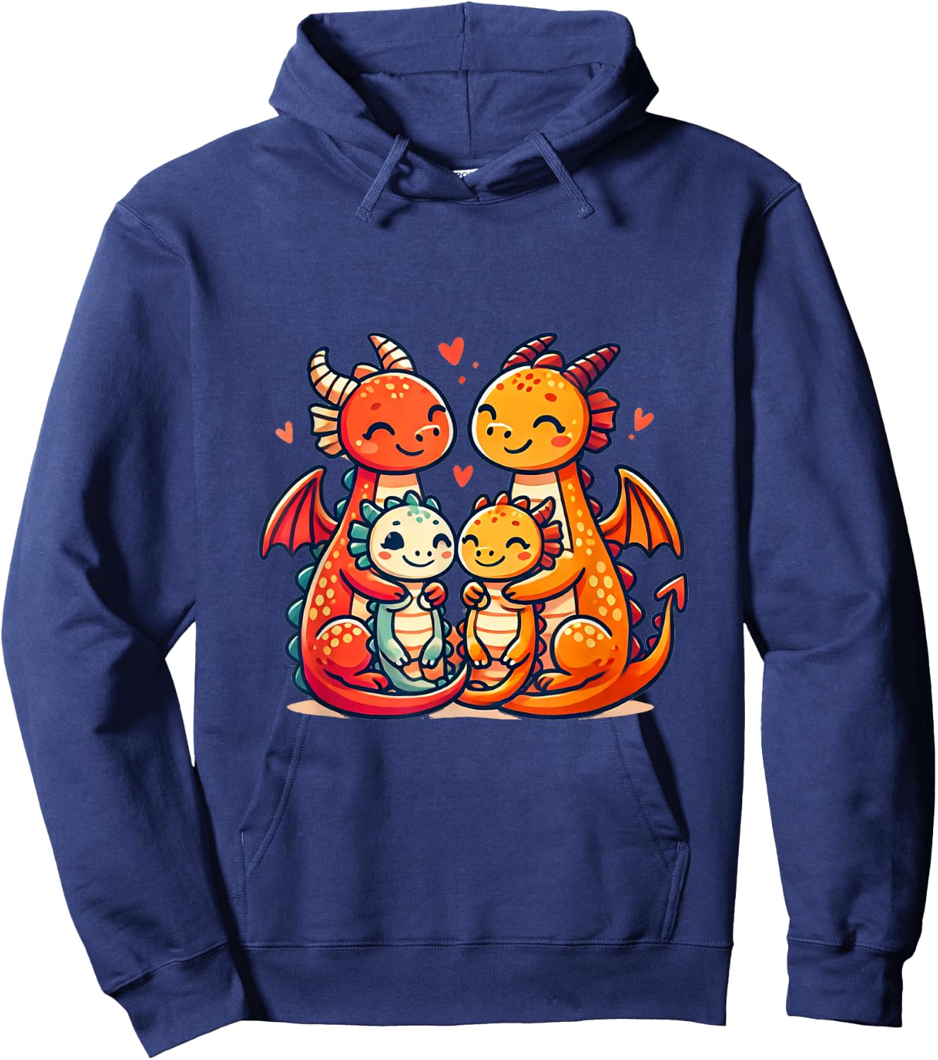 Loving Dragon Family Mother And Father With Two Children Hoodie - Hoodie | Navy