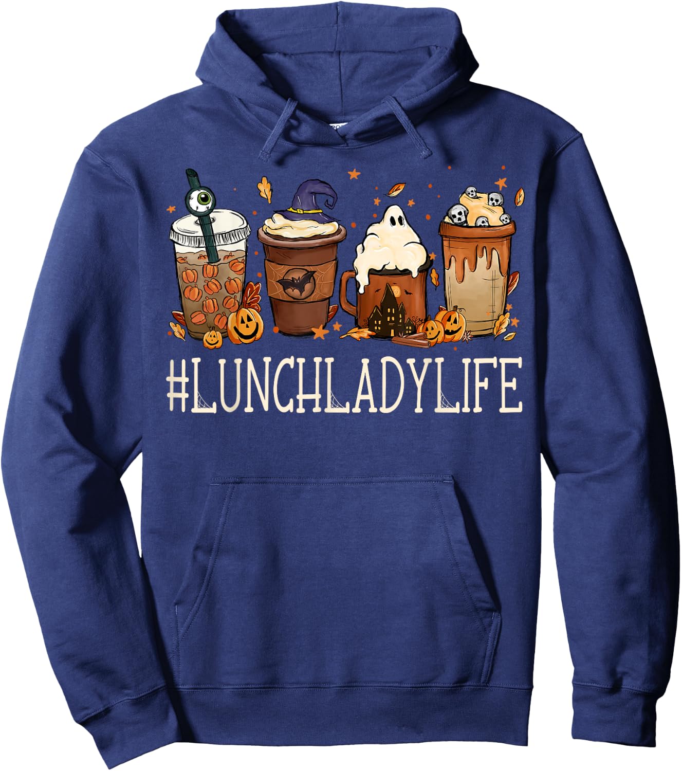 Lunch Lady Horror Coffee Spooky Halloween Pumpkin Autumn Hoodie - Hoodie | Navy