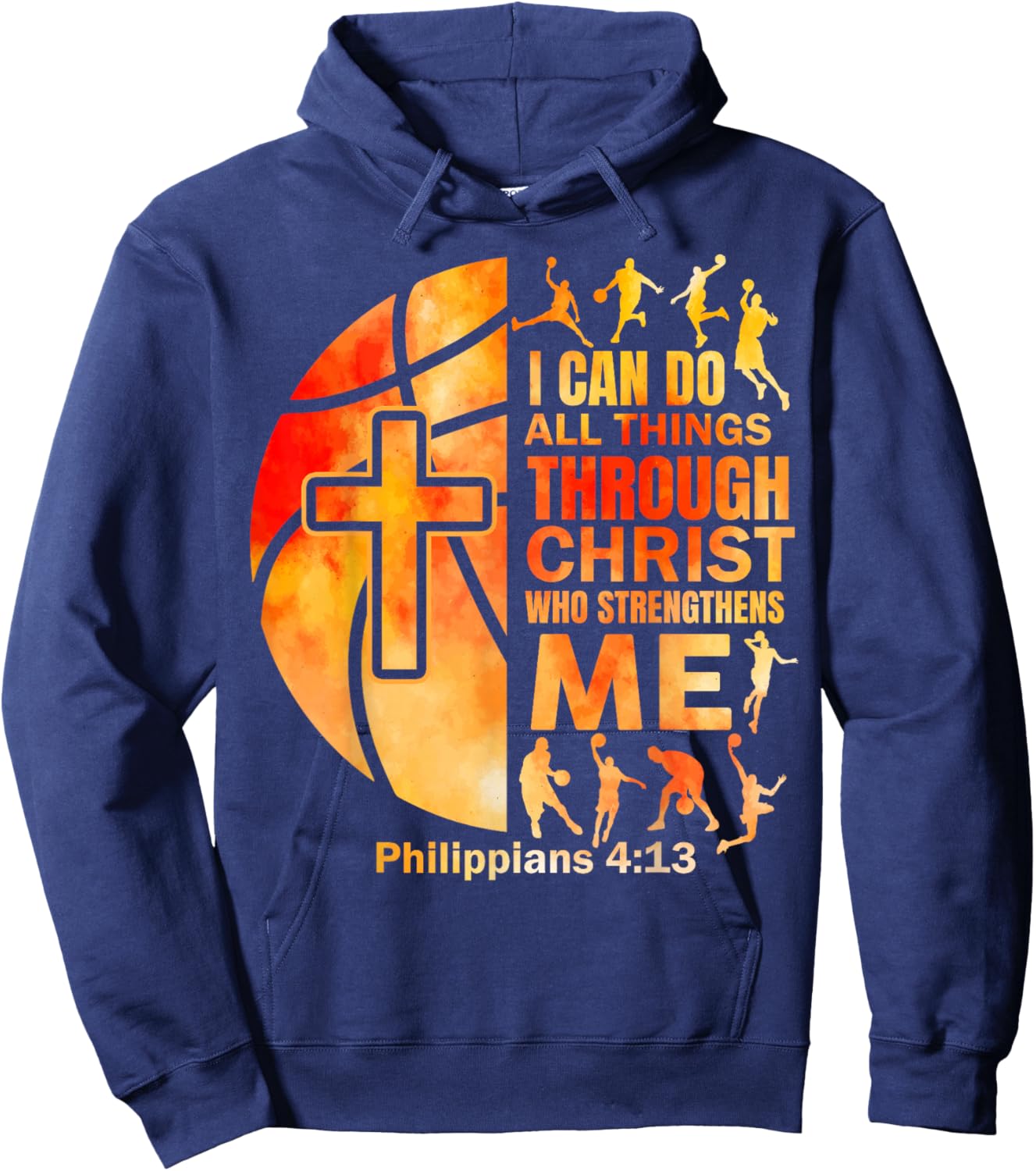 Christian Basketball Men Boys Player Team Religious Graphic Hoodie - Hoodie | Navy