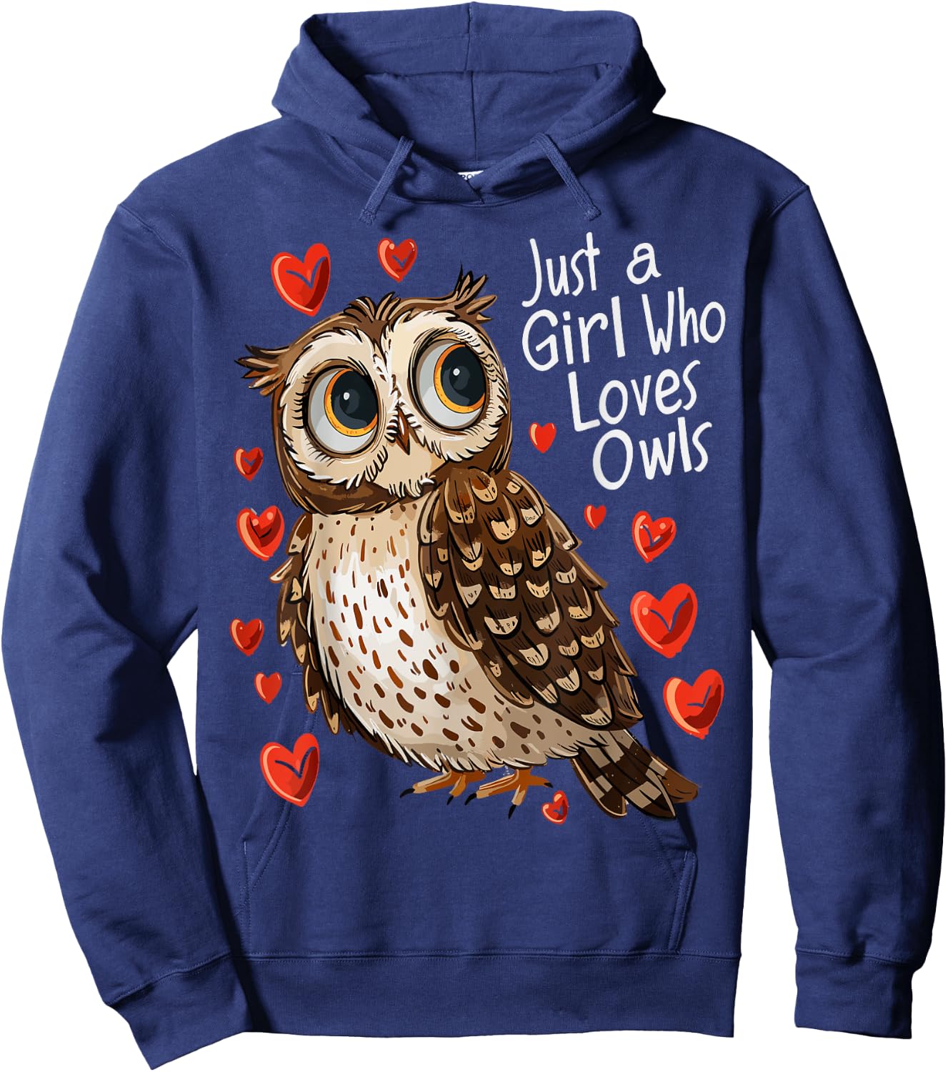 Cute Owl Lovers Gift Girls Just A Girl Who Loves Owls Hoodie - Hoodie | Navy