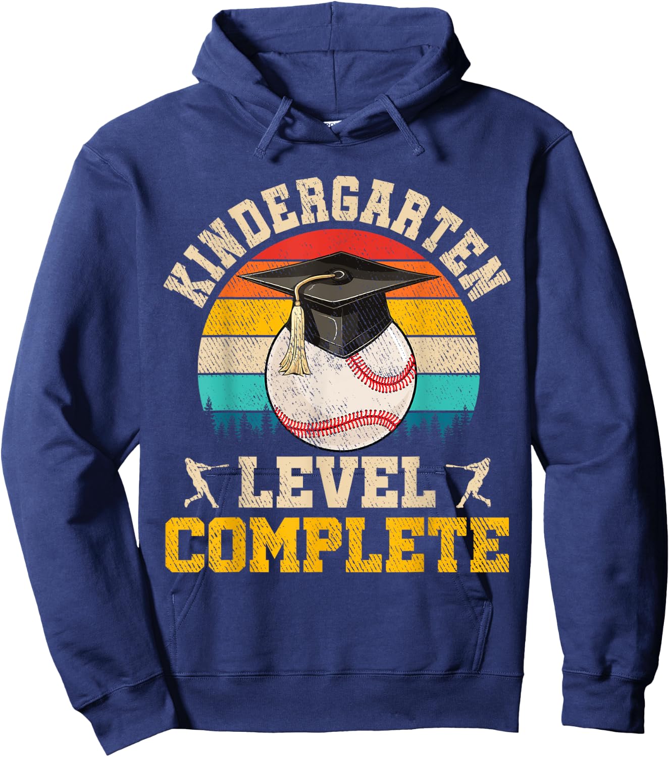Kindergarten Level Complete Baseball Boy Last Day Of School Hoodie - Hoodie | Navy
