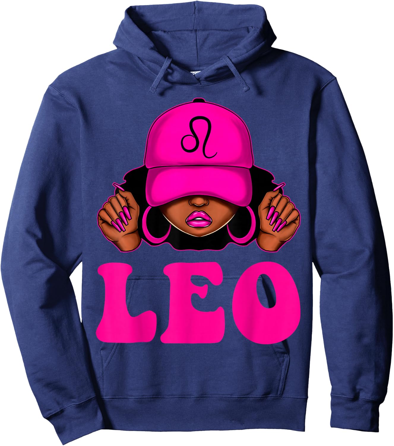 Leo Queen Sassy Black Woman Afro Girl Zodiac Birthday Hoodie - Hoodie | Navy