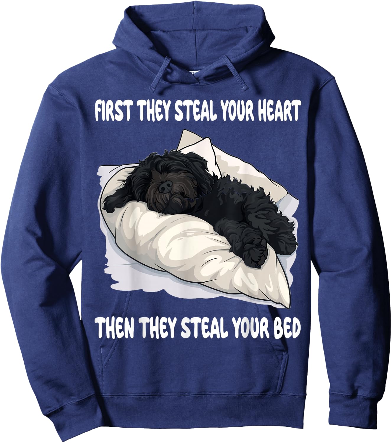 Portuguese Water Dog Sleeping Pajamas Nightgown Men Women Girls Kids Hoodie - Hoodie | Navy