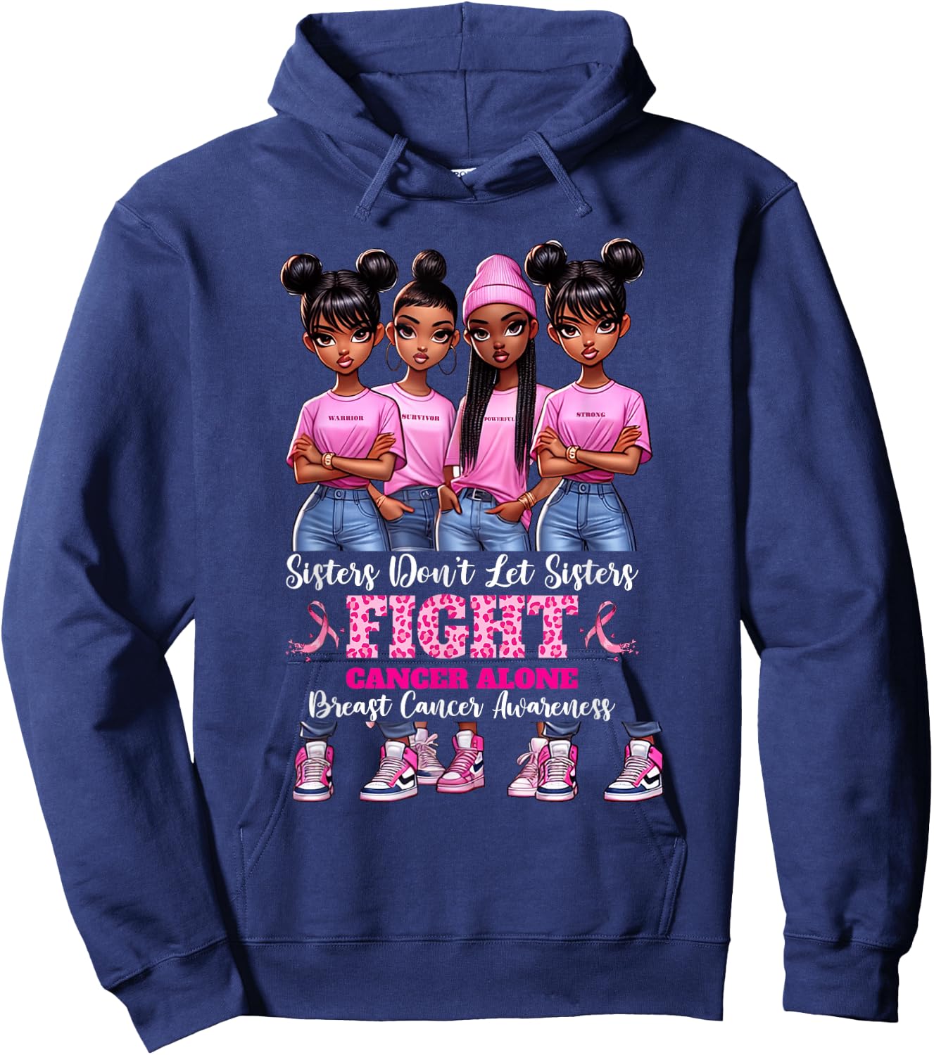 Sisters Don't Let Sisters Fight Breast Cancer Alone Girls Hoodie - Hoodie | Navy