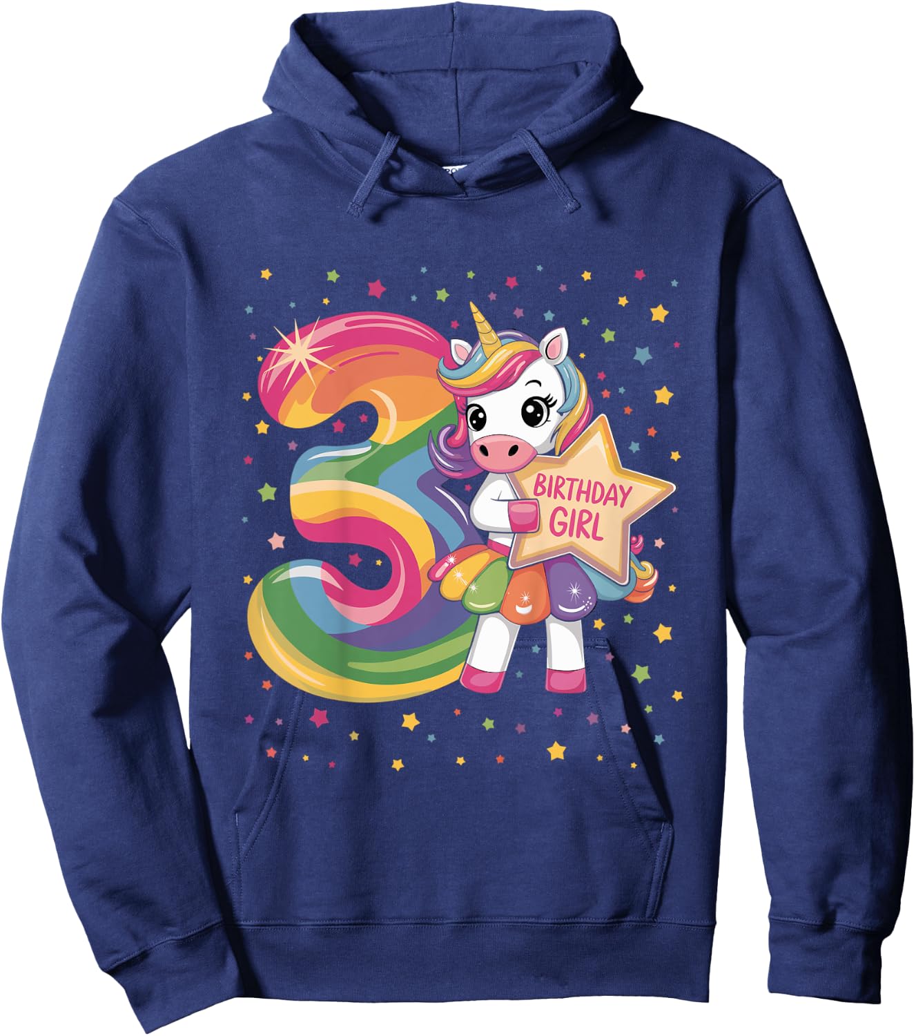 3 Year Old Unicorn 3nd Birthday Girl Hoodie - Hoodie | Navy