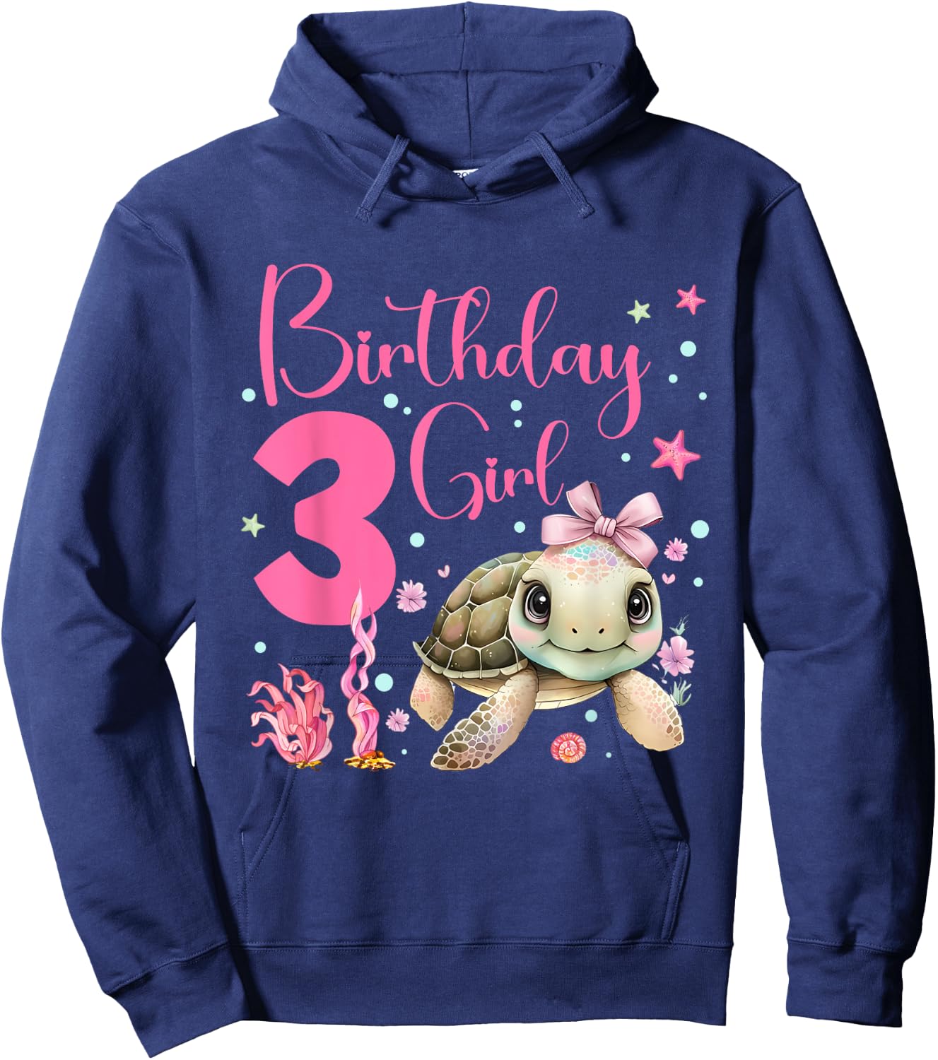 Sea Turtle Kids 3rd Birthday Ocean Party Theme Under The Sea Hoodie - Hoodie | Navy