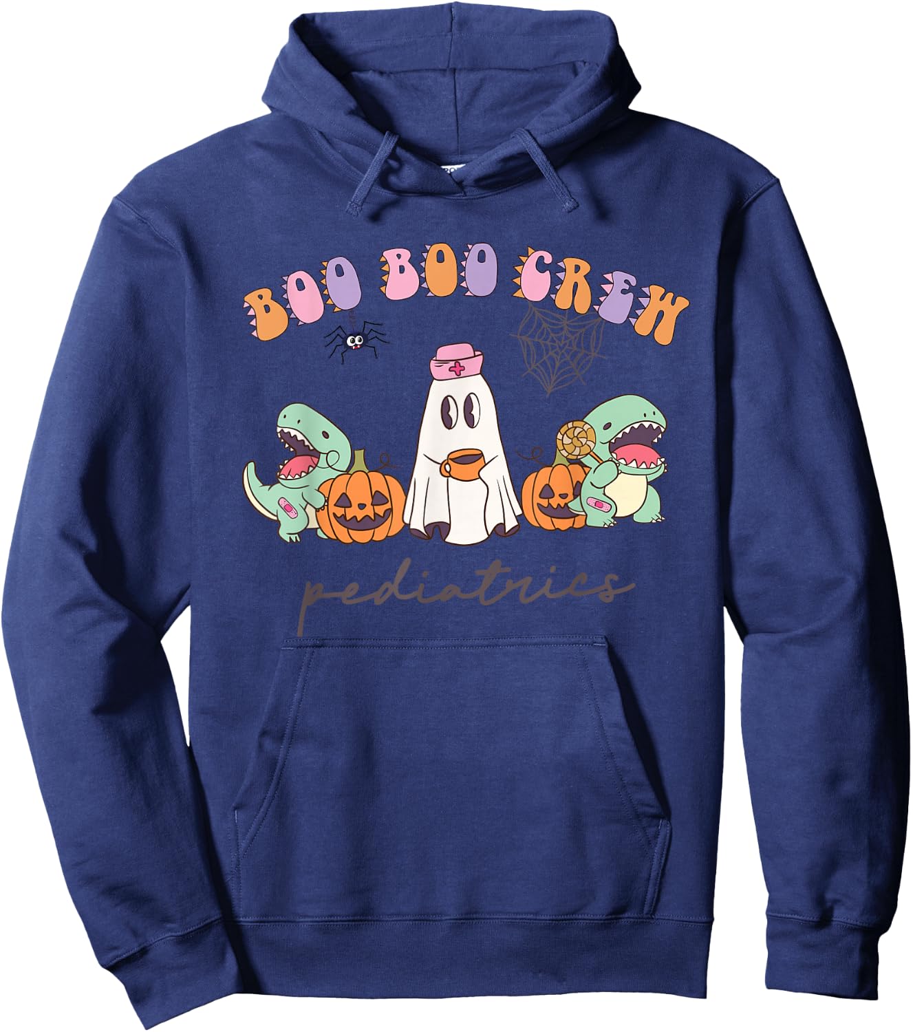 Boo Boo Crew Pediatrics Nurse Dinosaur Halloween PEDS Crew Hoodie - Hoodie | Navy