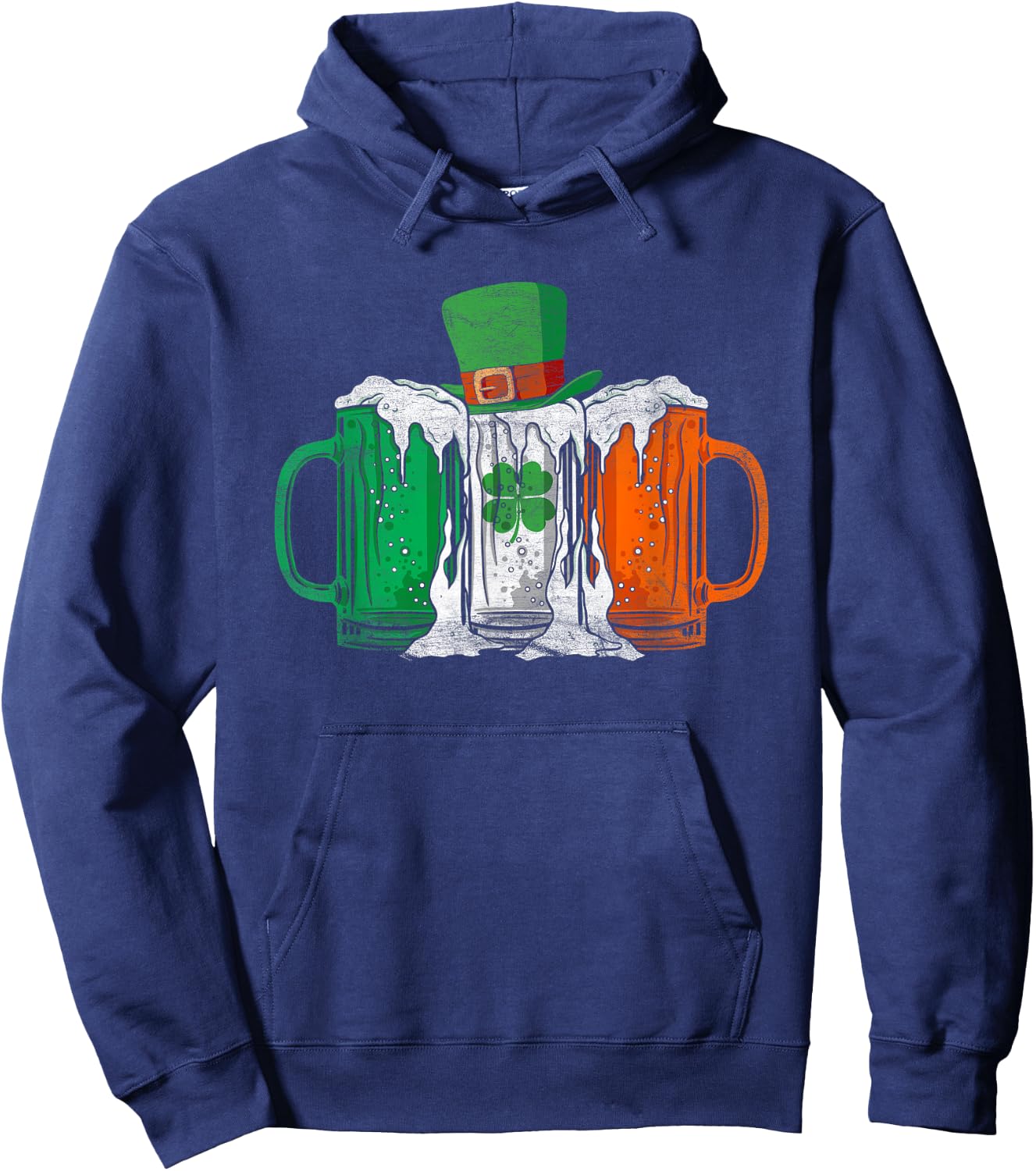 Irish Flag Ireland Beer St Patrick's Day Drink Hoodie - Hoodie | Navy