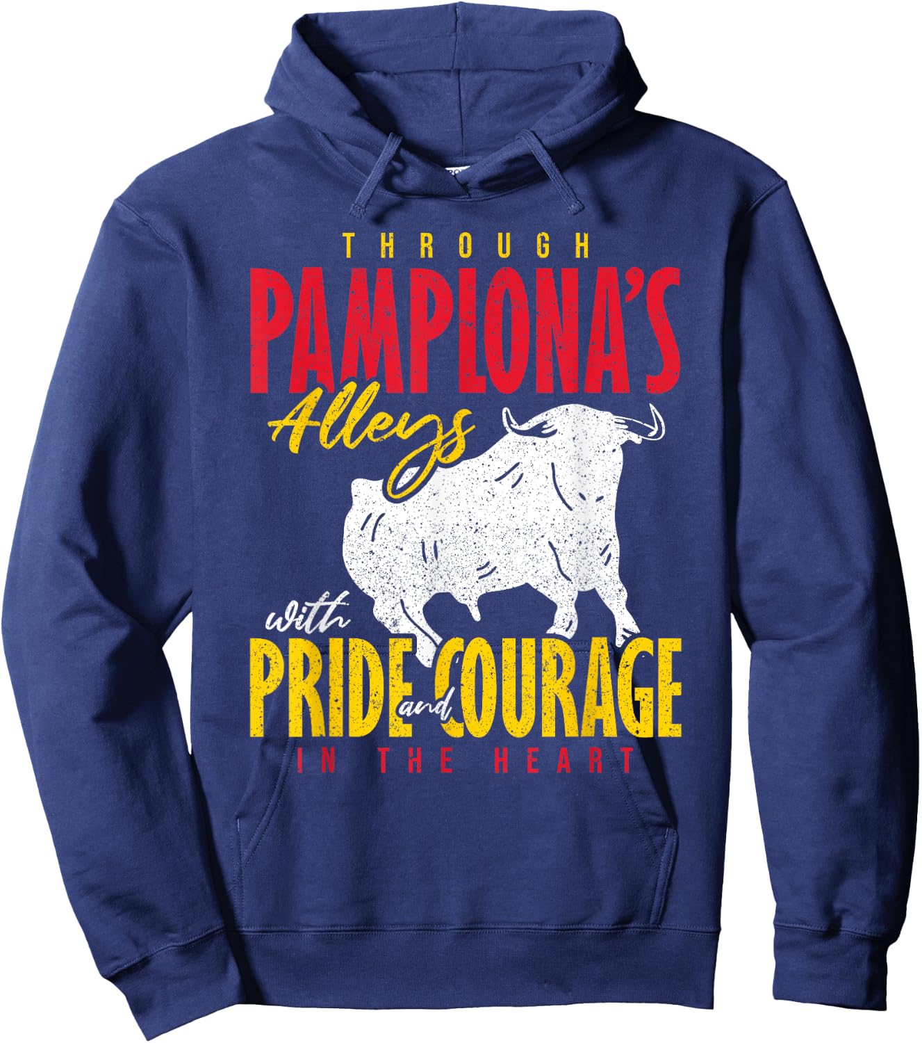 Pampelona Bull Run San Fermín Through Pamplona's Alleys Hoodie - Hoodie | Navy