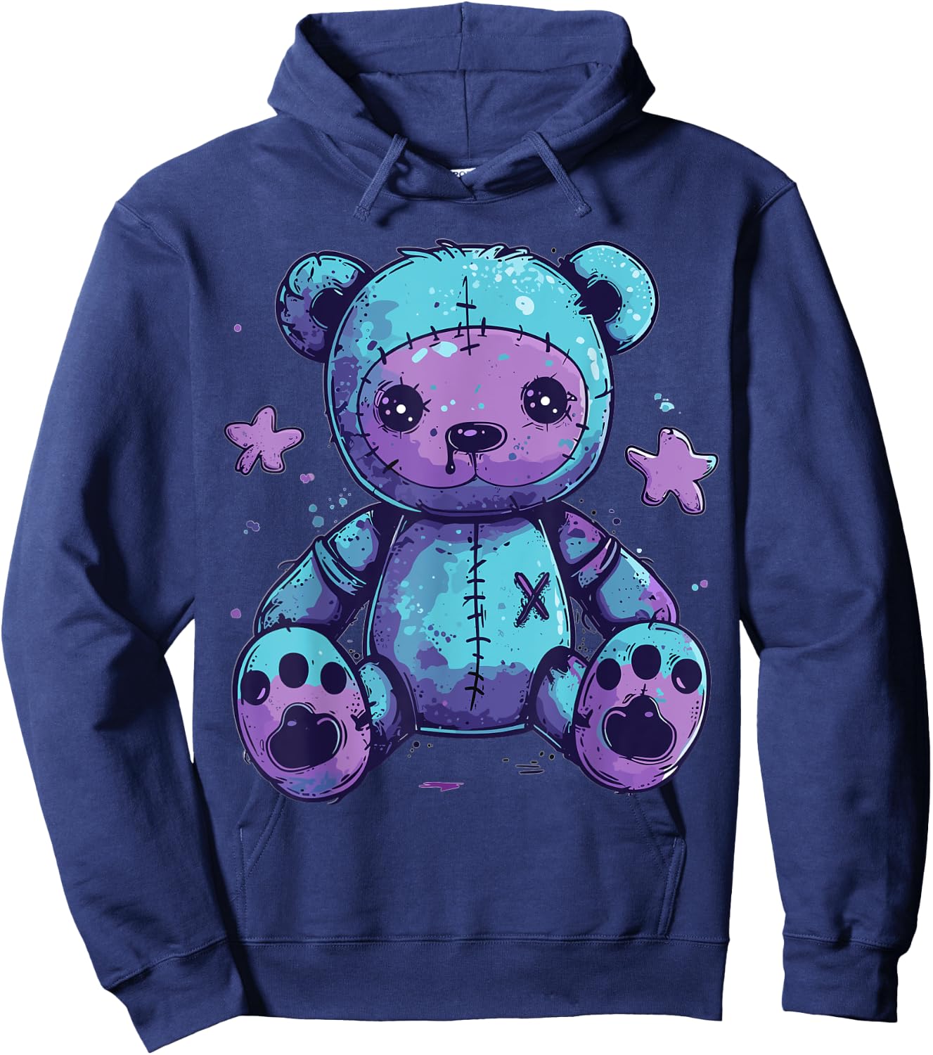 Goth Pastel Cute Creepy Kawaii Teddy Bear Voodoo Doll Hoodie - Hoodie | Navy