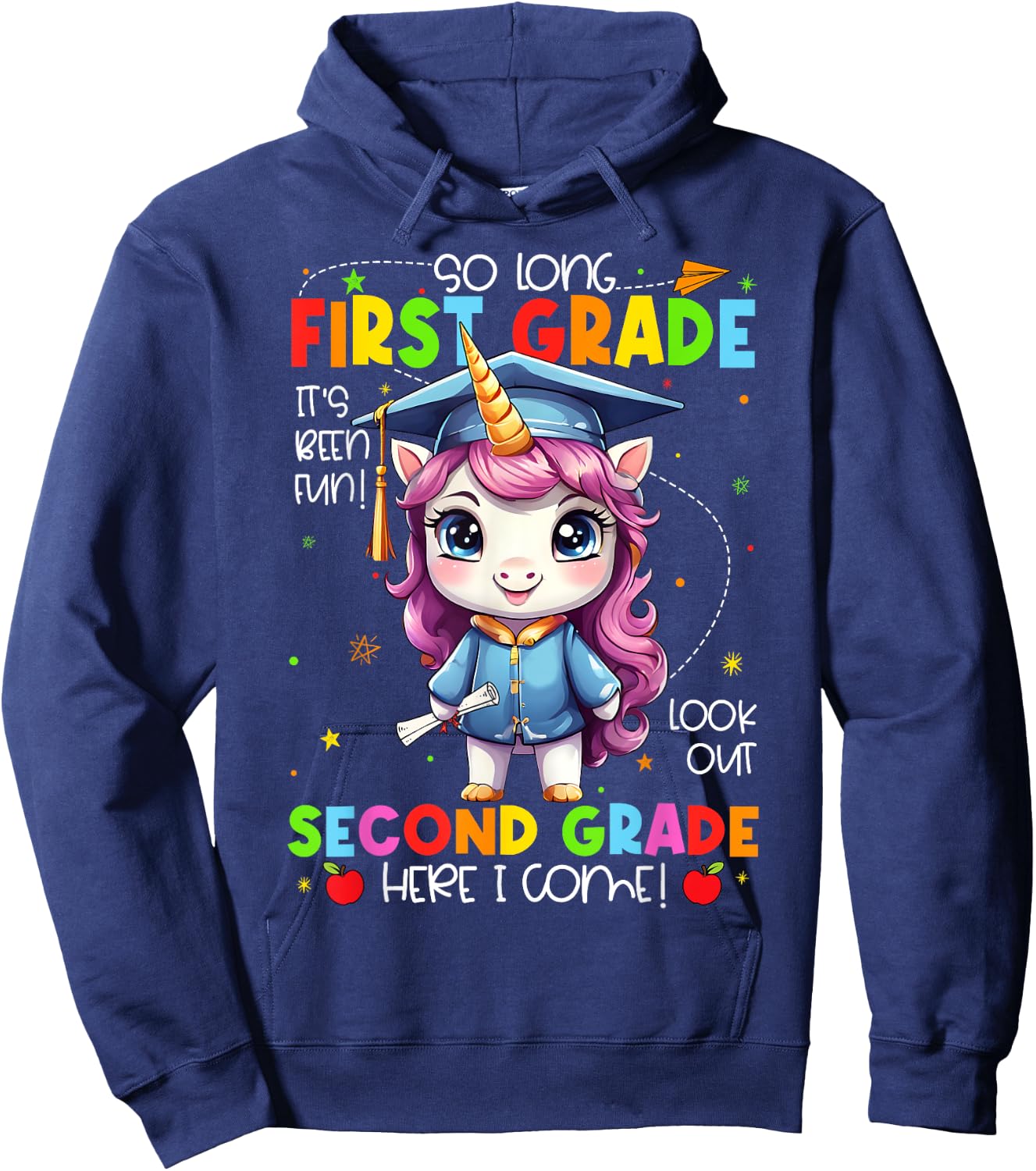 Unicorn So Long 1st Grade Graduation Last Day Of School Hoodie - Hoodie | Navy