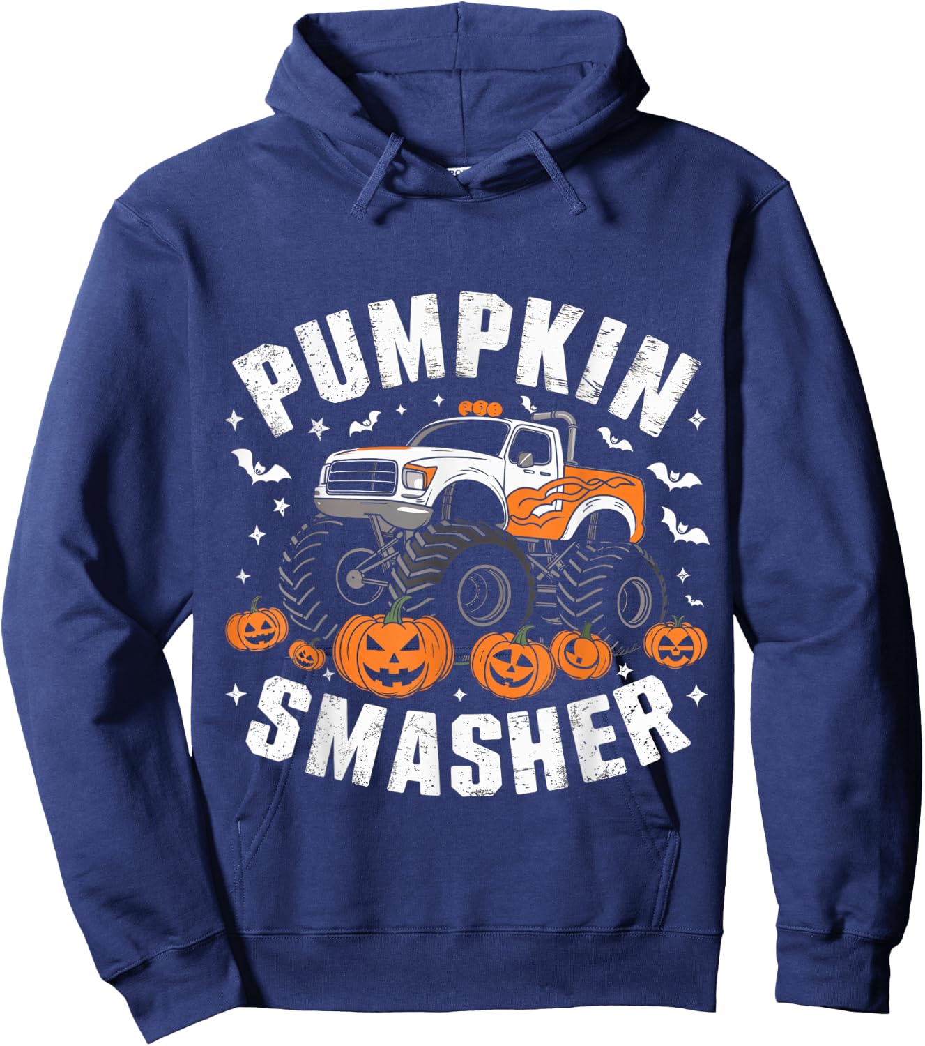 Pumpkin Smasher Halloween Monster Truck Dad Mom Kids Hoodie - Hoodie | Navy
