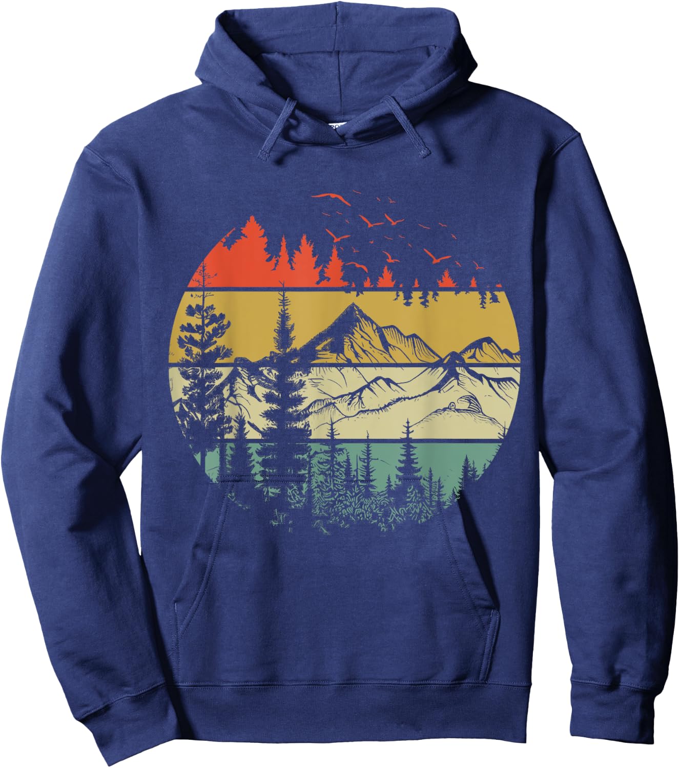 Retro Forest Trees Outdoors Nature Women Men Vintage Graphic Hoodie - Hoodie | Navy