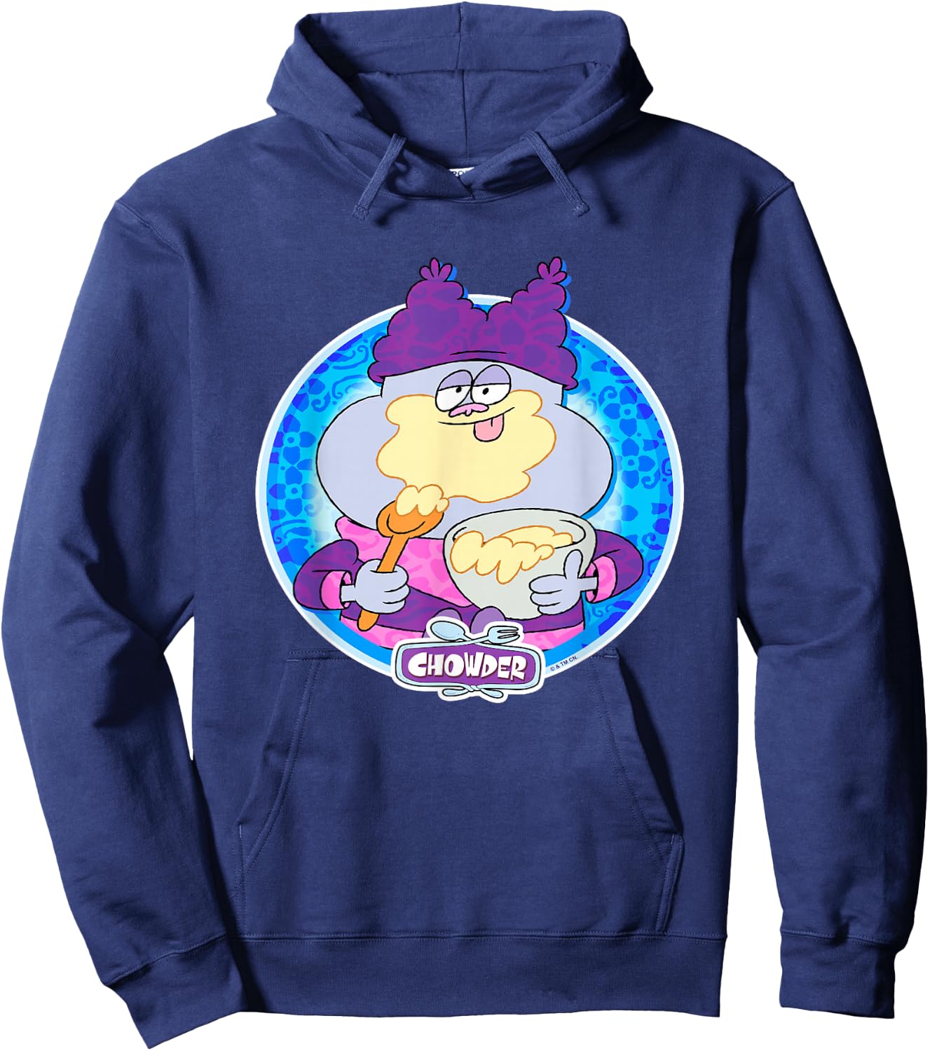 Chowder Licking The Spoon With Bowl Mix Vintage Portrait Hoodie - Hoodie | Navy