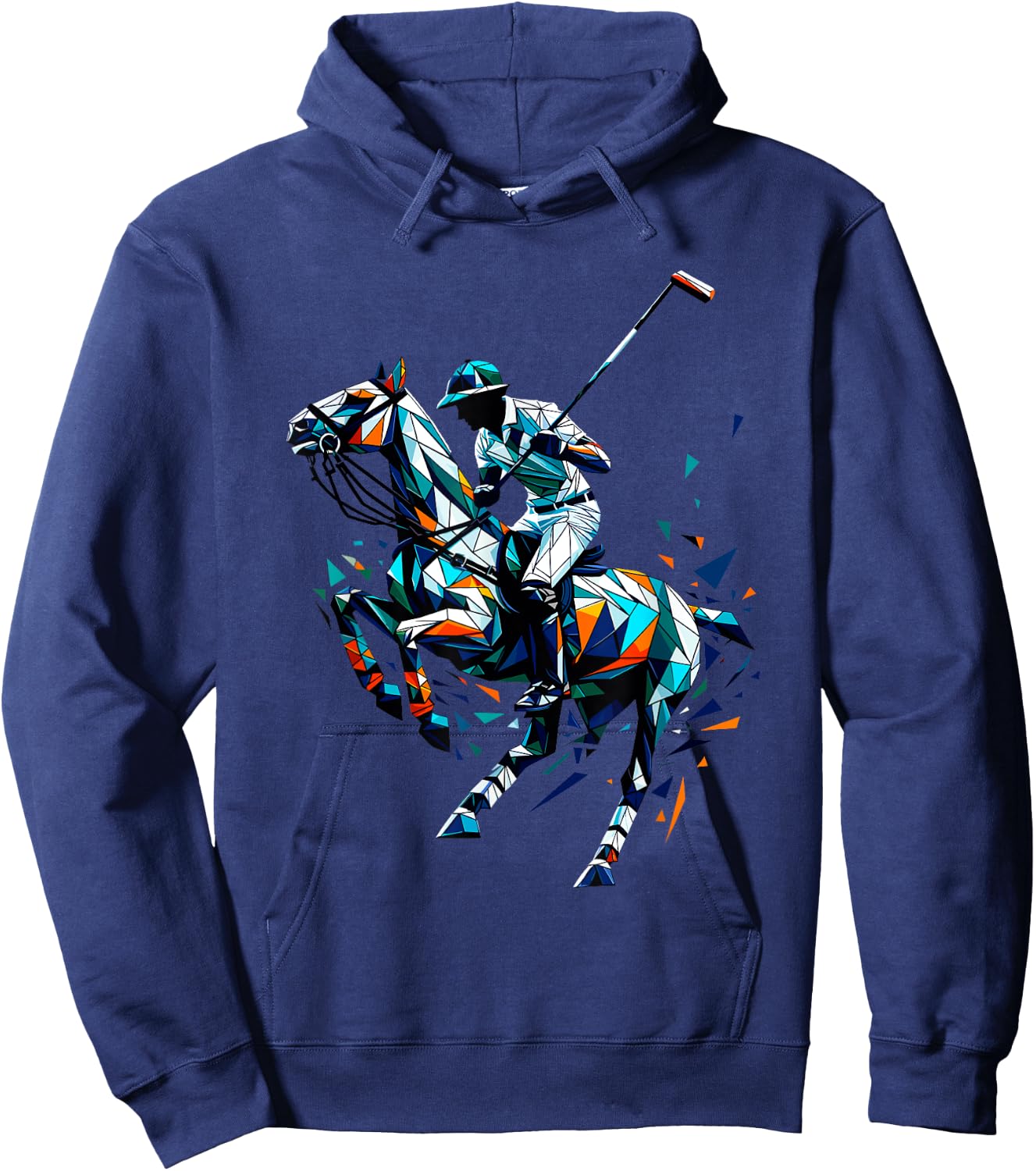 Polygon Art Polo Horseback Riding Horses Equestrian Horse Hoodie - Hoodie | Navy