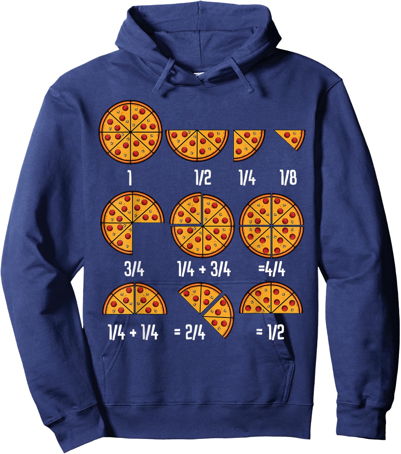 Pizza Maths Fractional Calculation Italian Food Kitchen Hoodie - Hoodie | Navy