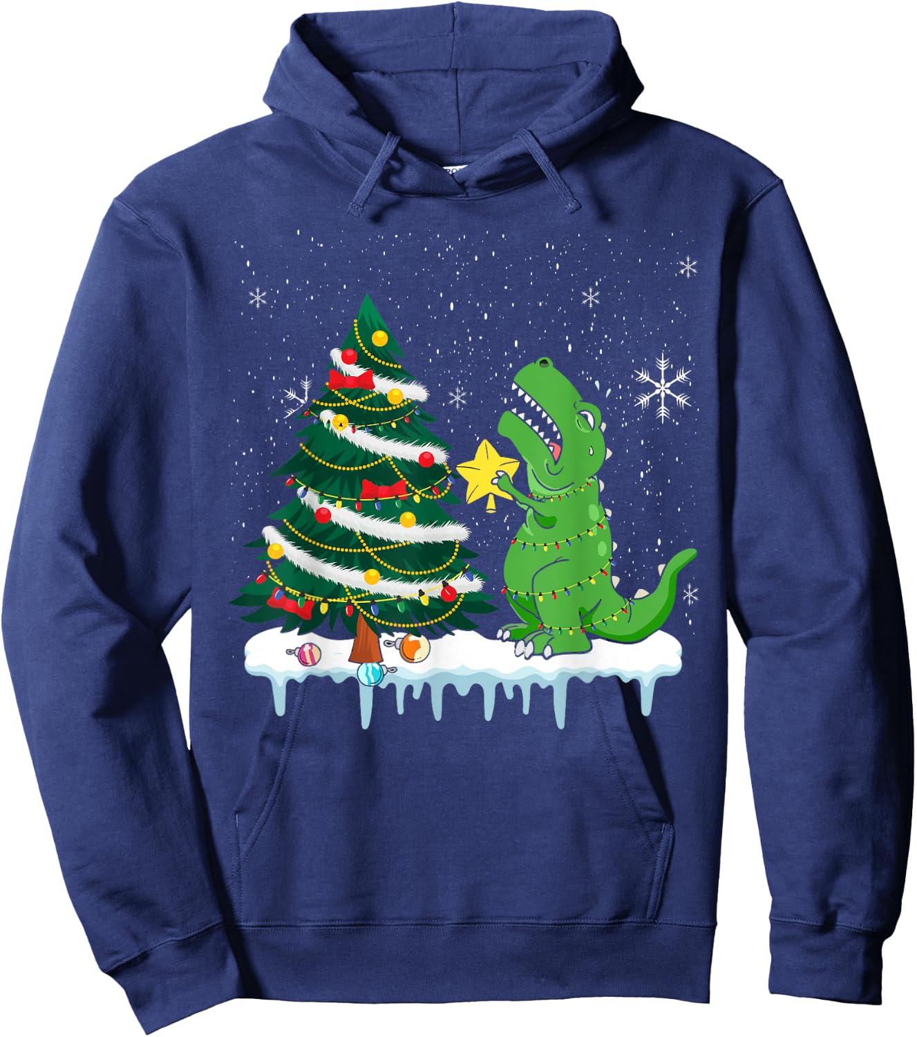 Struggle Is Real Dinosaur T Rex Christmas Tree Star Kids Hoodie - Hoodie | Navy
