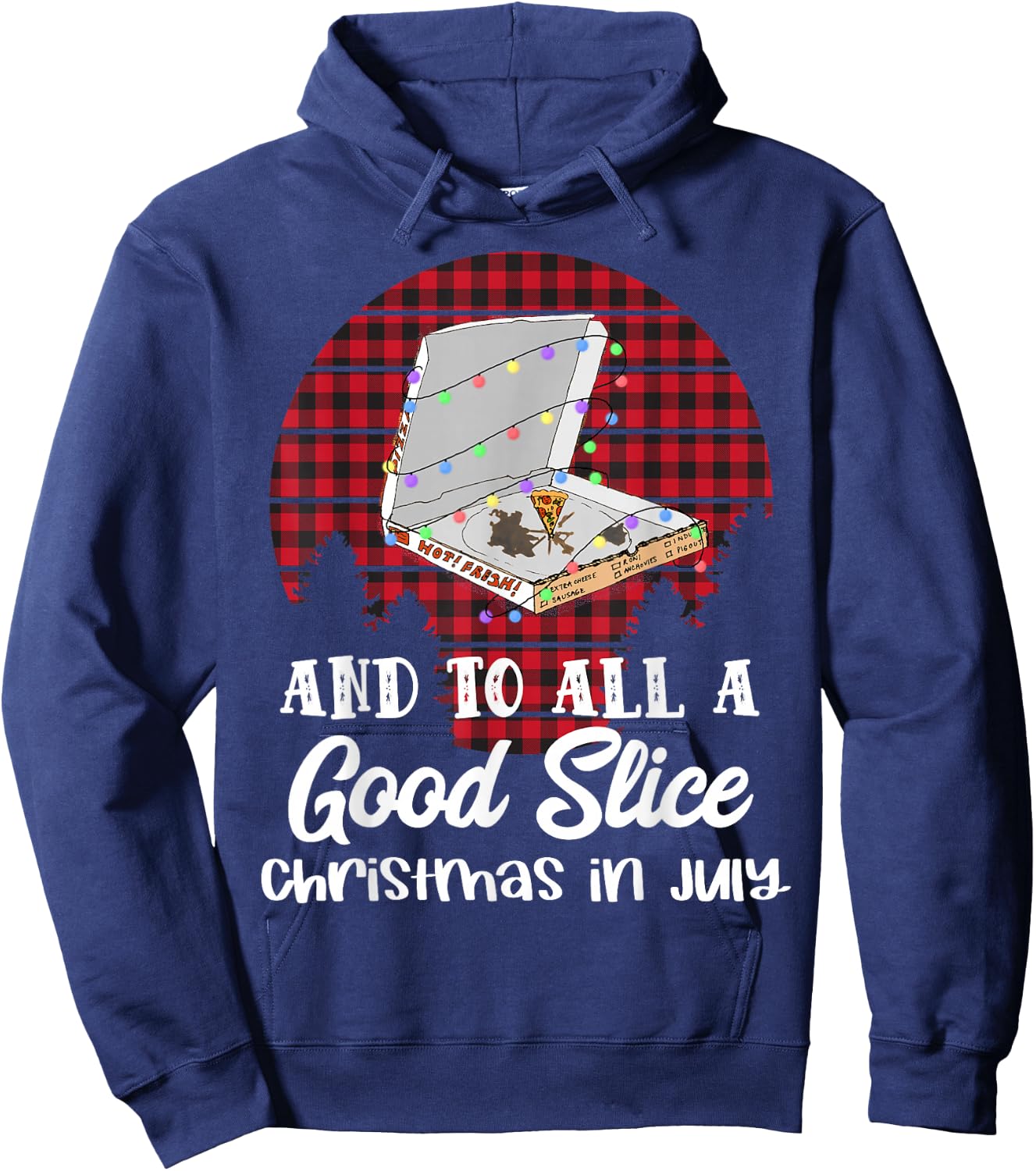Funny Pizza Christmas in July Summer Beach Vacation Men Women Kids Hoodie - Hoodie | Navy