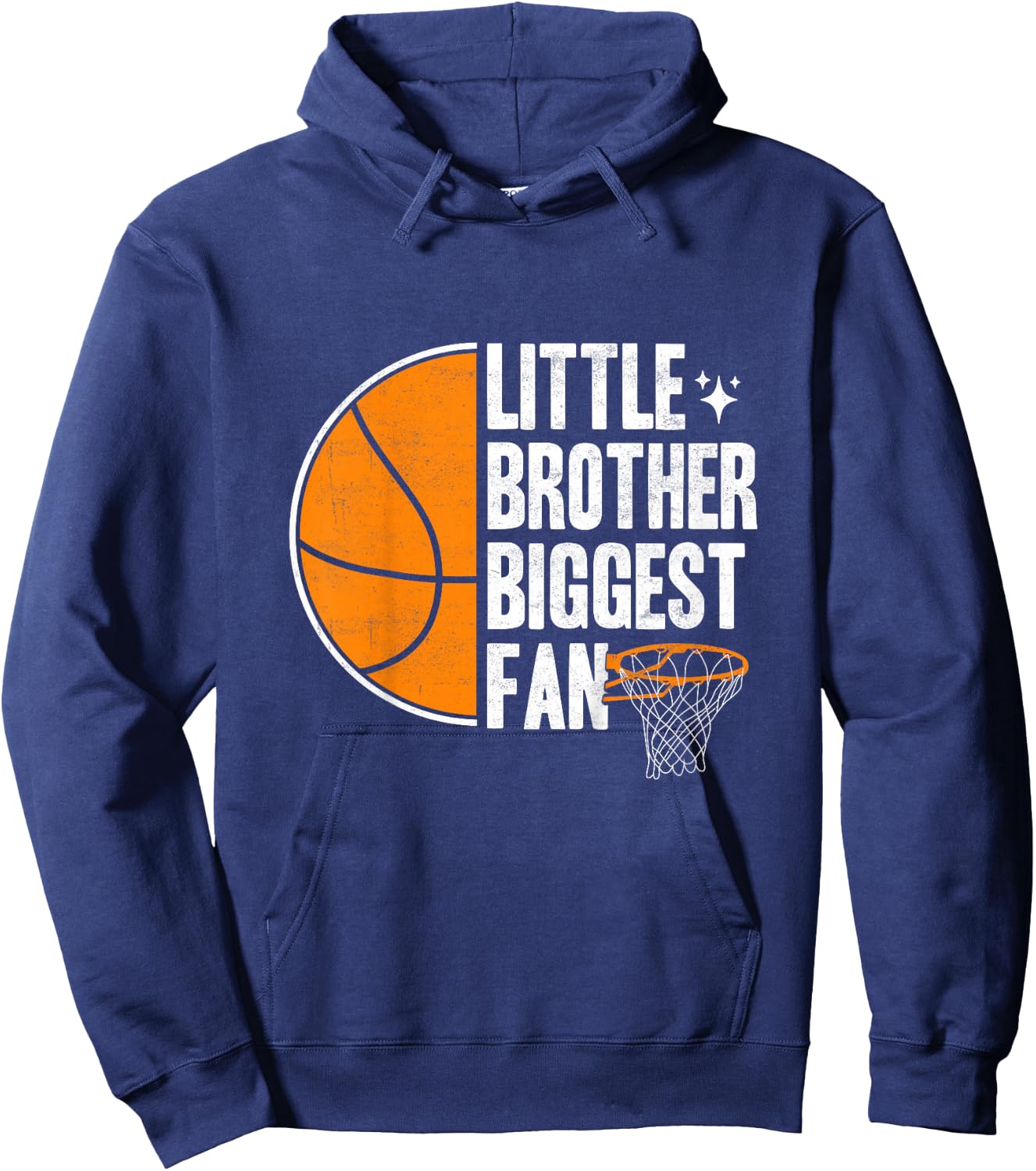 Kids Basketball Little brother Biggest Fan Basketball brother Hoodie - Hoodie | Navy