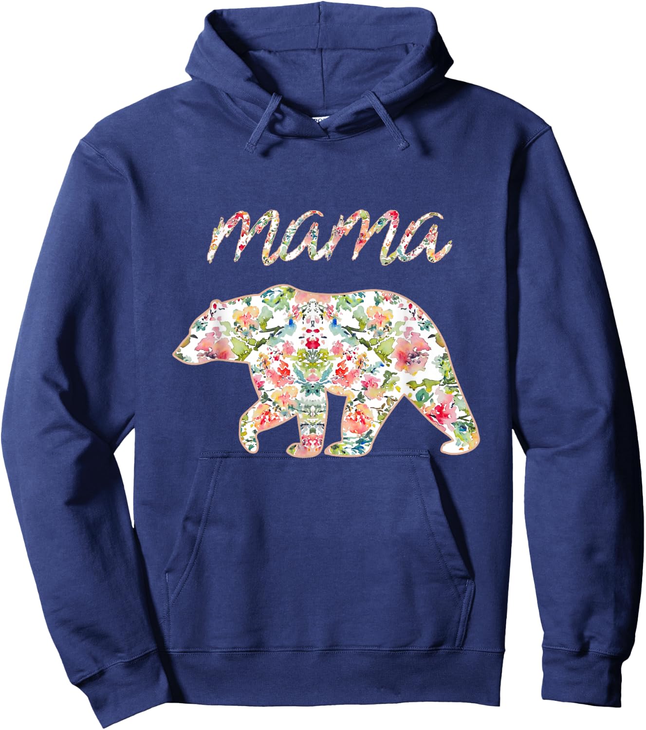 Mama Bear Shirt Floral, Mama Bear Watercolor Roses Hoodie - Hoodie | Navy