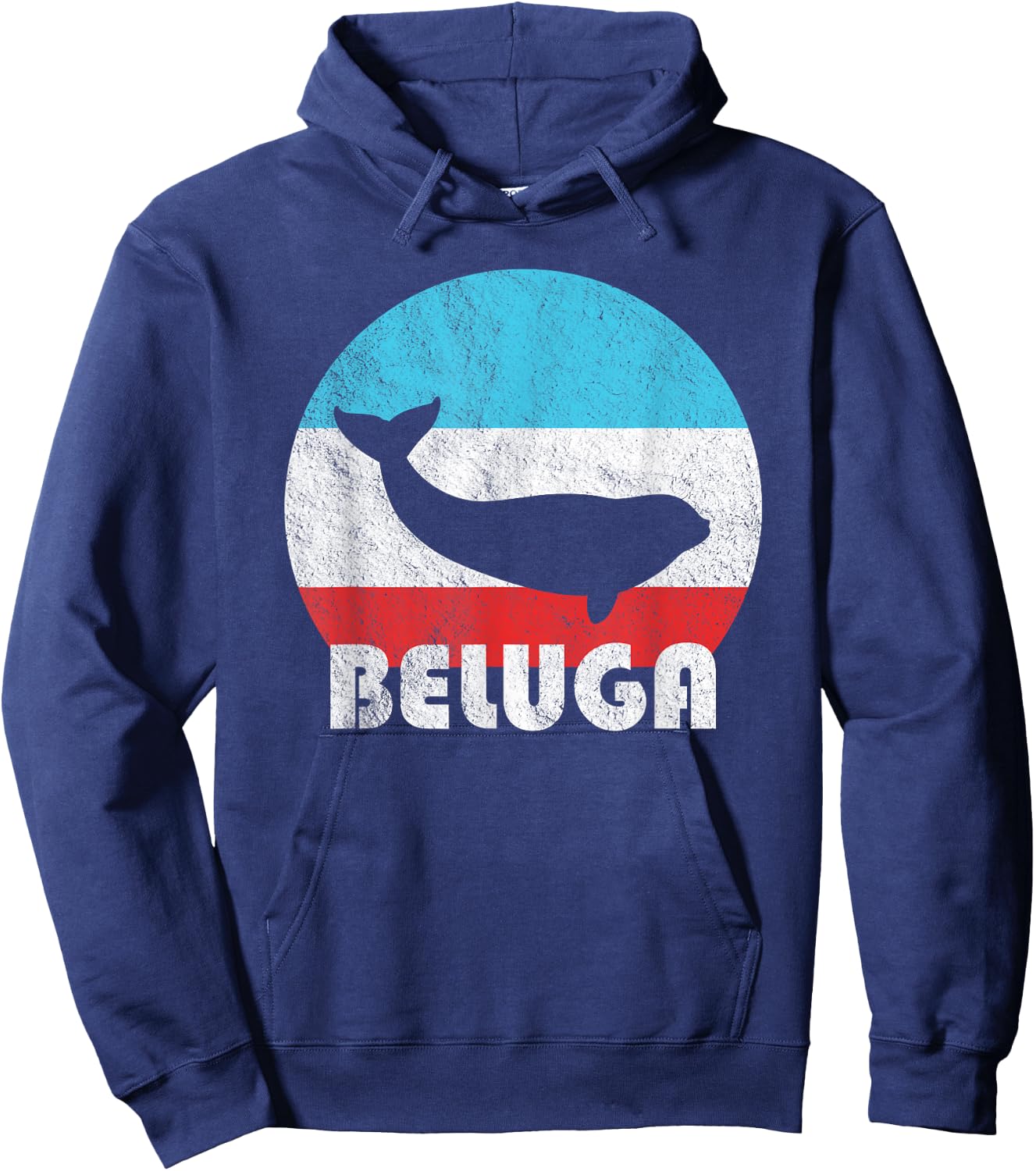 Beluga Whale Vintage Retro Silhouette Gift Hoodie - Hoodie | Navy
