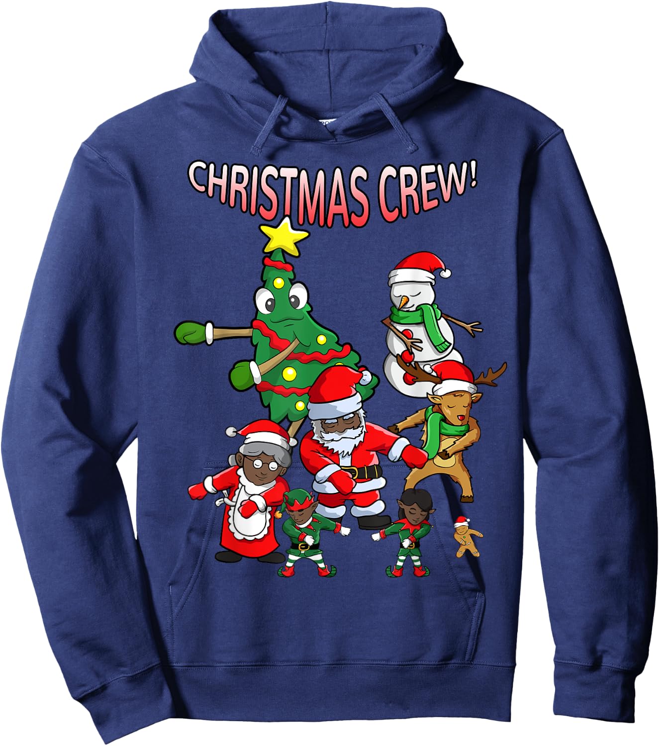 Santa Black African American Christmas Crew Flossing Floss Hoodie - Hoodie | Navy