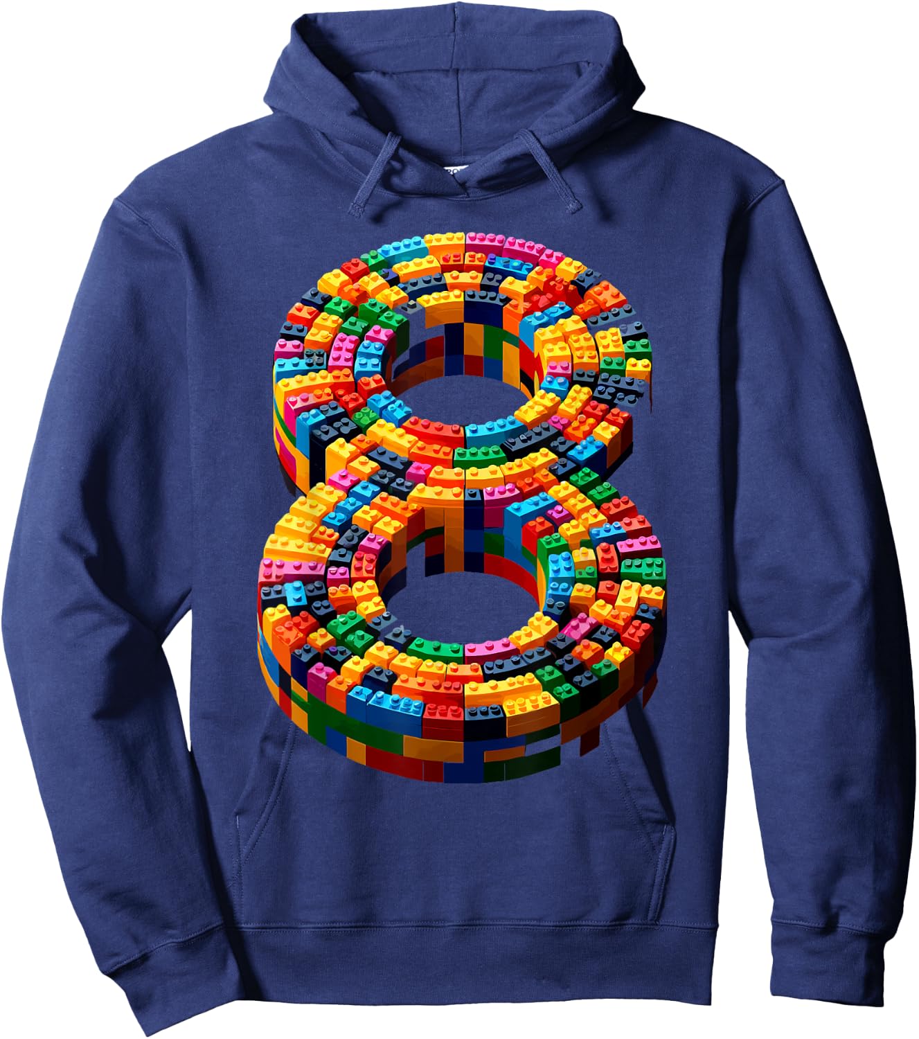 8 Year Old Blocks Building Master Builder 8th Birthday Boy Hoodie - Hoodie | Navy
