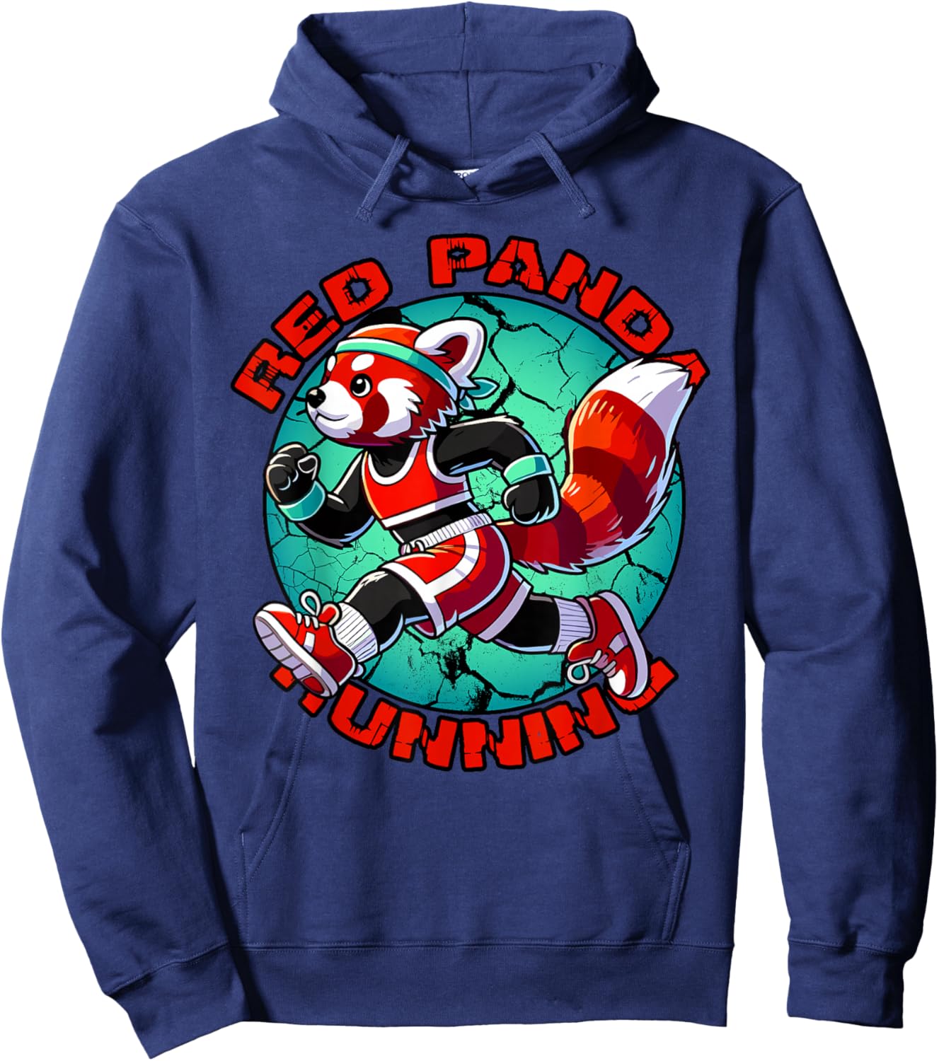 Red Panda Running Funny Runner Hoodie - Hoodie | Navy