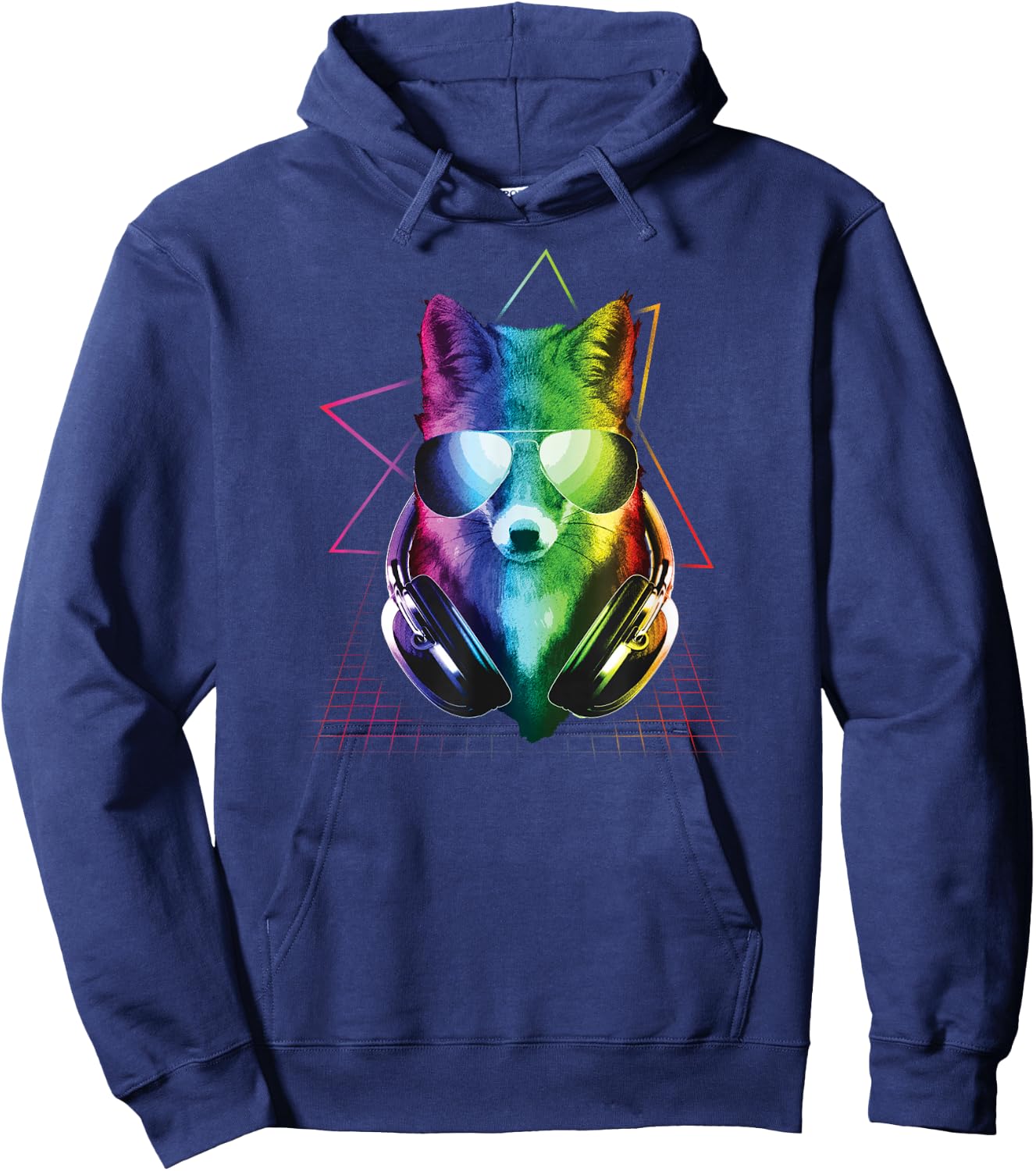 Fox Shirt, DJ Music Rave Shirt, Fox Art Hoodie - Hoodie | Navy