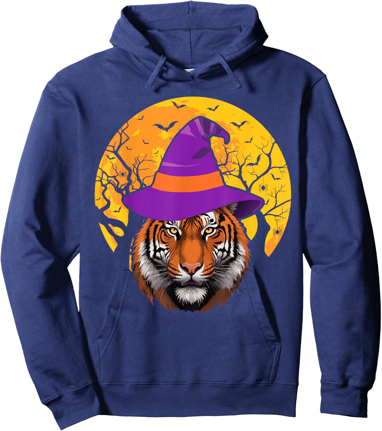 Tiger Witch Hat Funny Halloween Tiger Lover Whisperer Hoodie - Hoodie | Navy