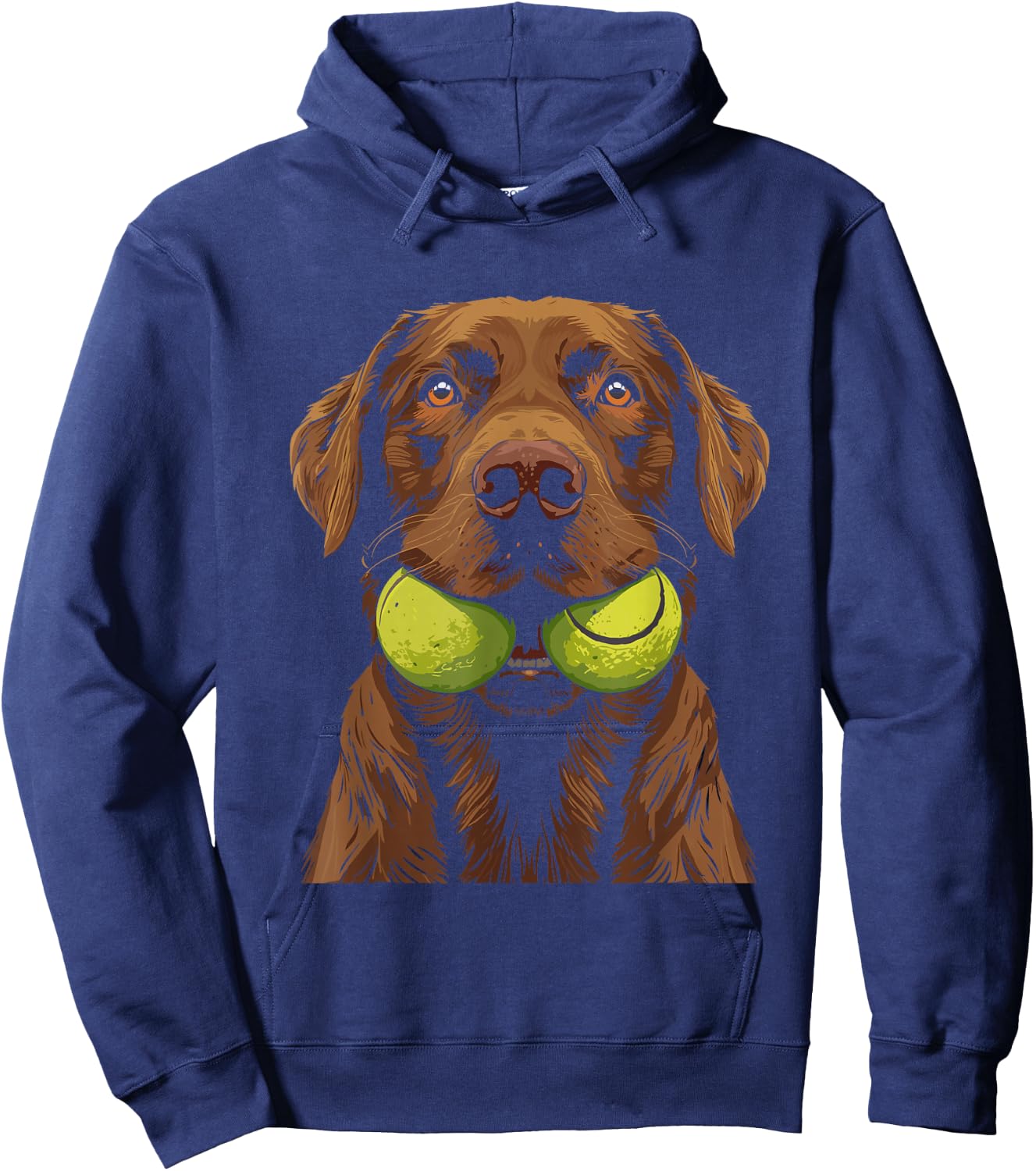 Funny Dog Biting Yellow Tennis Ball Dog Hoodie - Hoodie | Navy