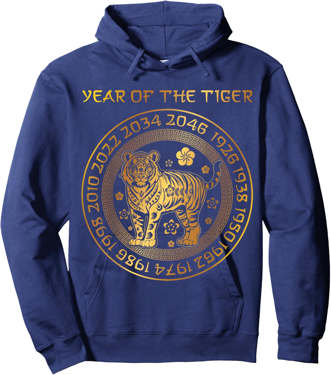 Chinese New Year Of The Tiger Chinese Zodiac Years 2034 , Small, Black Hoodie - Hoodie | Navy