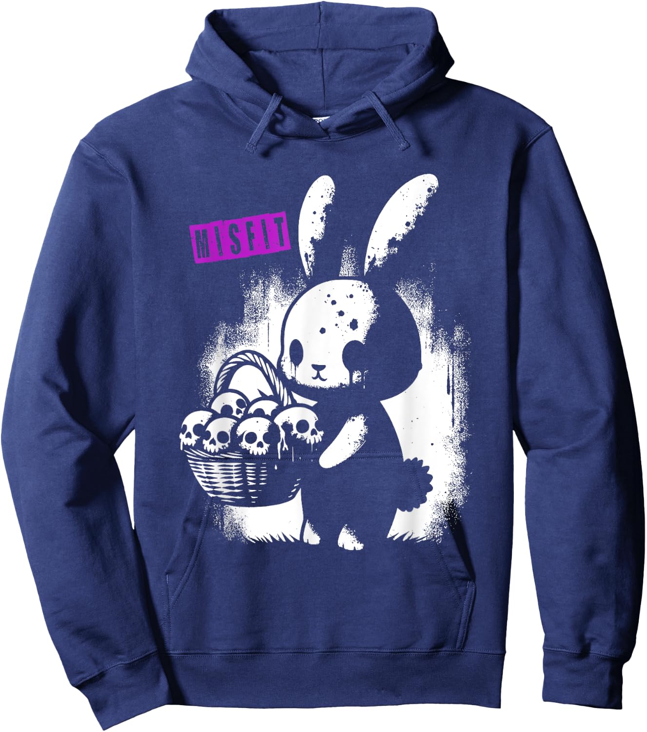Zombie Bunny With Skull Basket - Cute Creepy Halloween Lover Hoodie - Hoodie | Navy