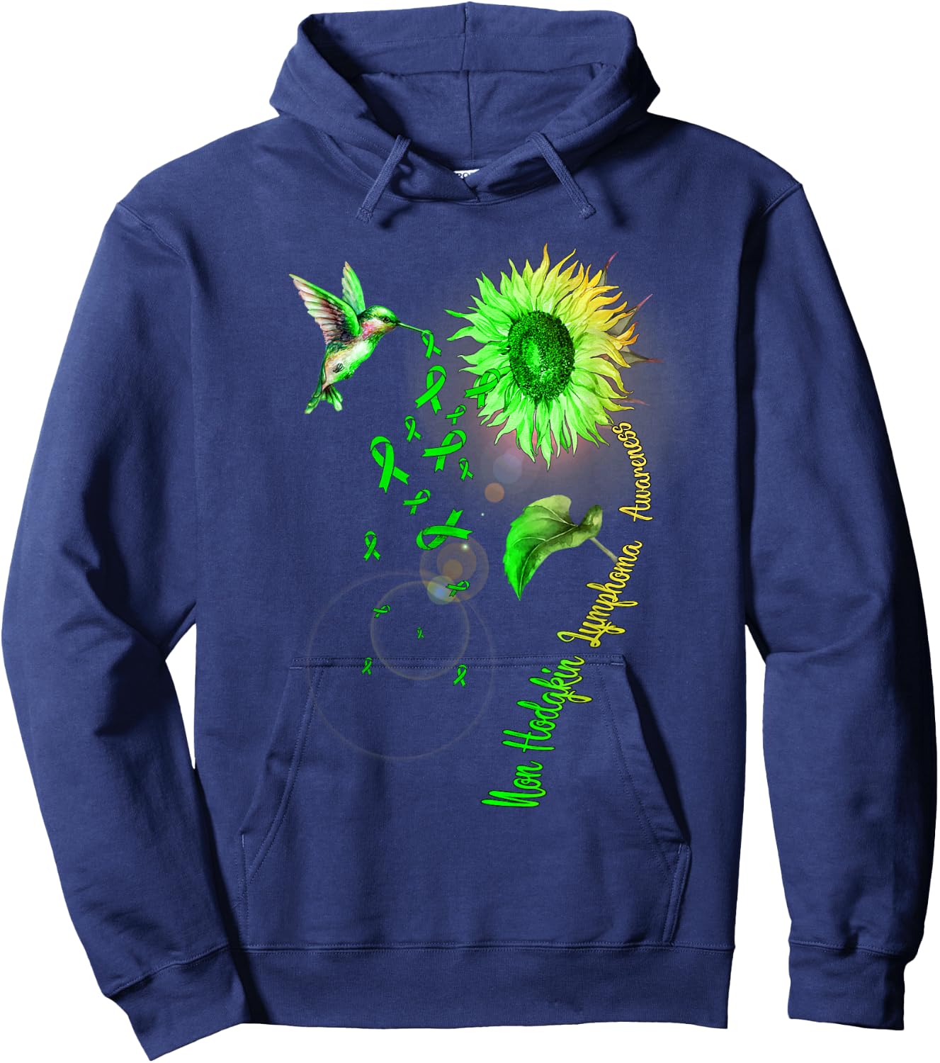Non-Hodgkin Lymphoma Sunflower Hummingbird Hoodie - Hoodie | Navy