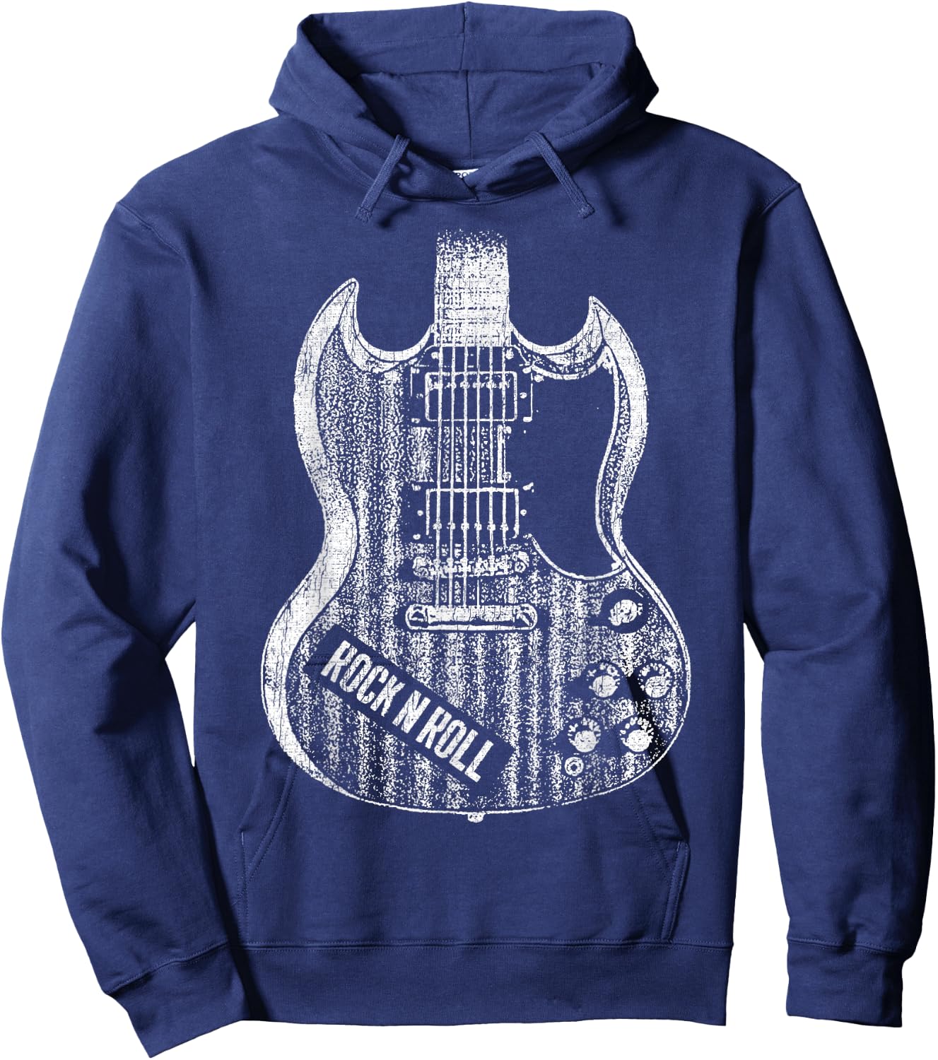 Rock and Roll Guitar Vintage ROCK Music Hoodie - Hoodie | Navy