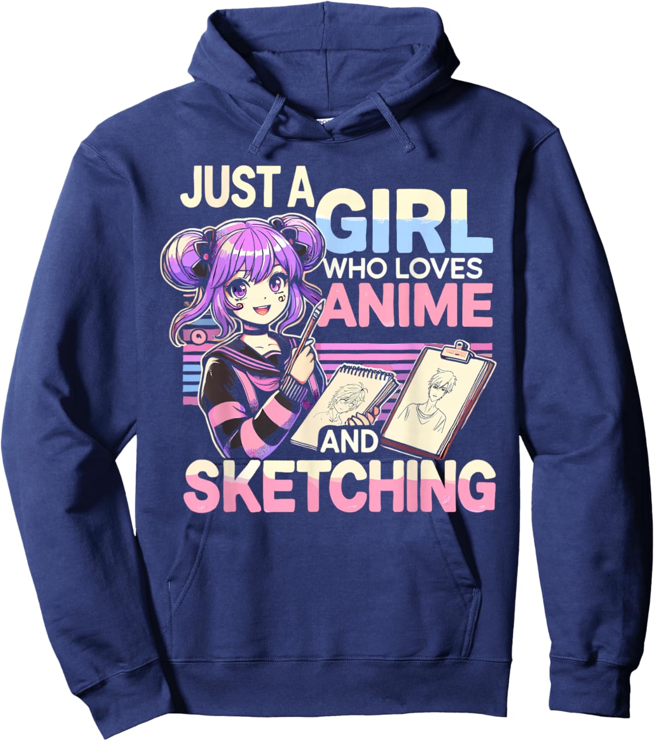 Just A Girl Who Loves Anime And Sketching, Otaku Anime Hoodie - Hoodie | Navy