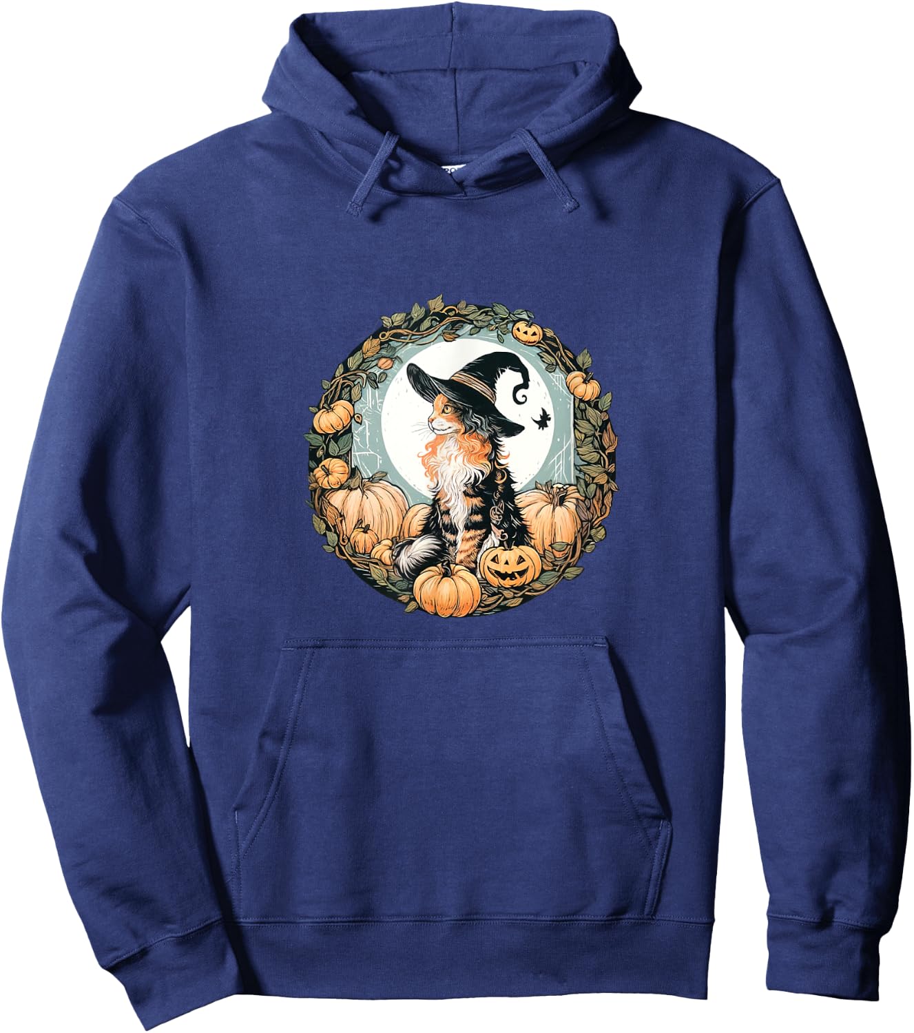 Halloween Dilute Calico Maine Coon Cat Illustration Hoodie - Hoodie | Navy