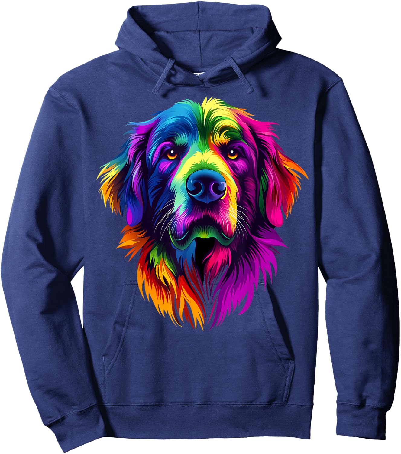 Colorful Great Pyrenees Face Cute Dog Lover Men Women Black Hoodie - Hoodie | Navy