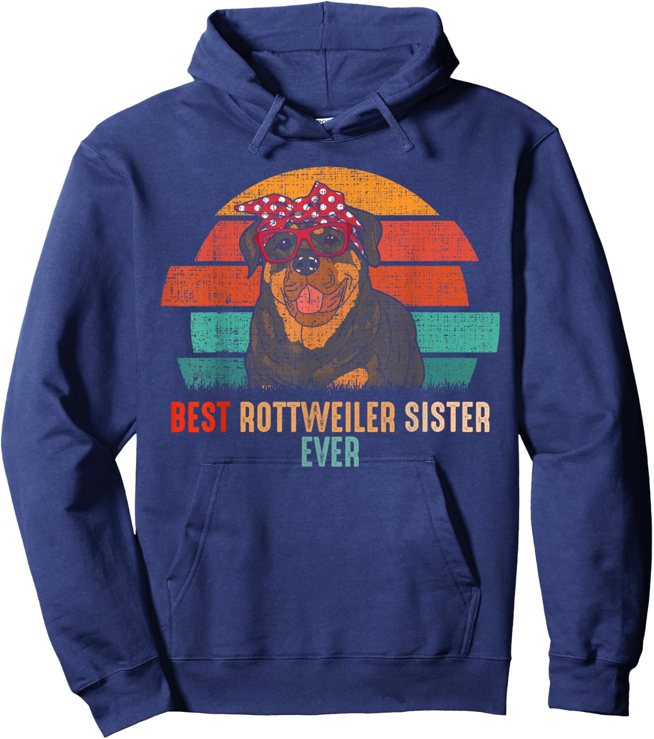 mb Vintage Best Rottweiler Sister Ever Dog Pets Lovers Women Hoodie - Hoodie | Navy