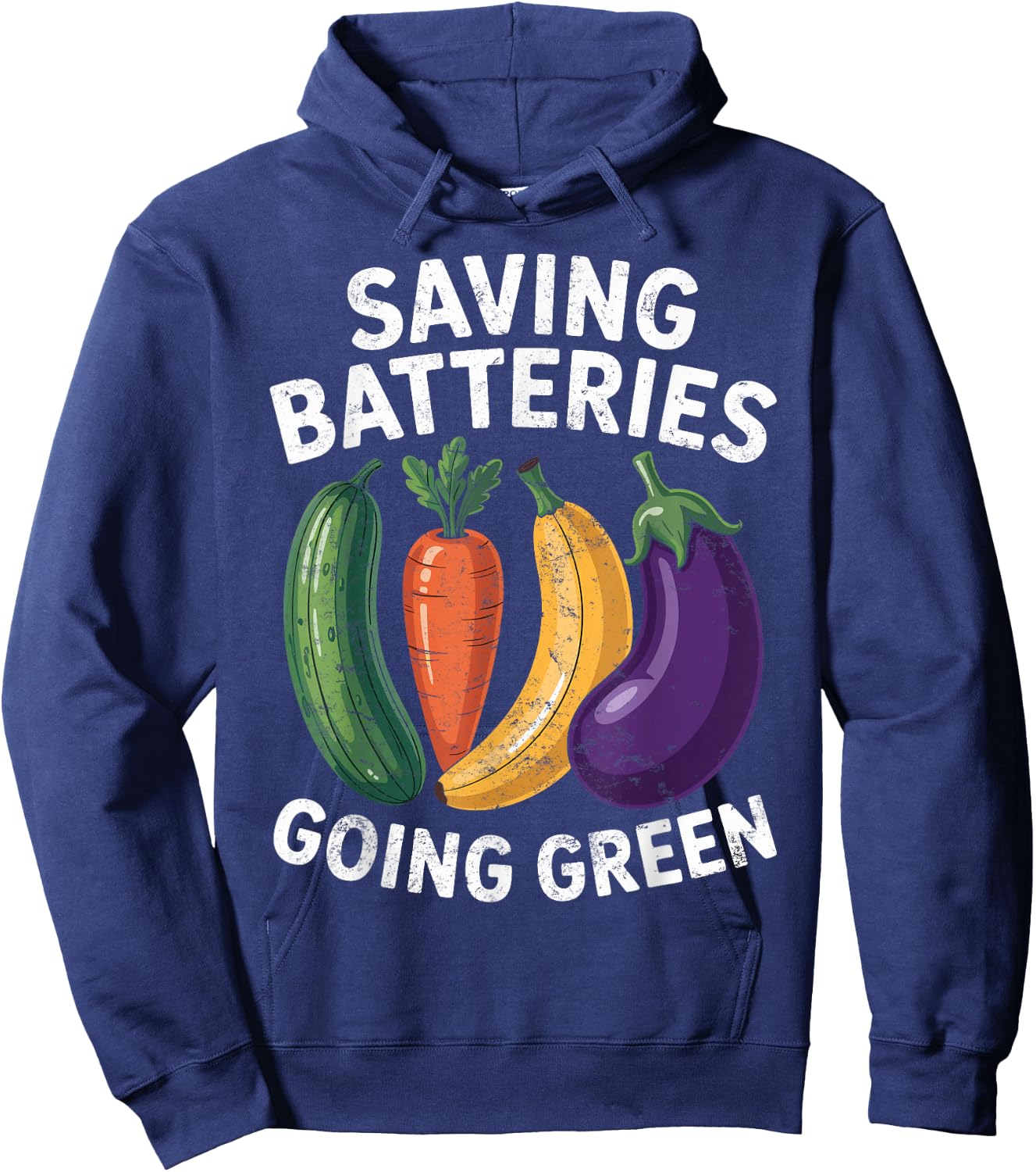 Saving Batteries Going Green Funny Inappropriate Women Retro Hoodie - Hoodie | Navy