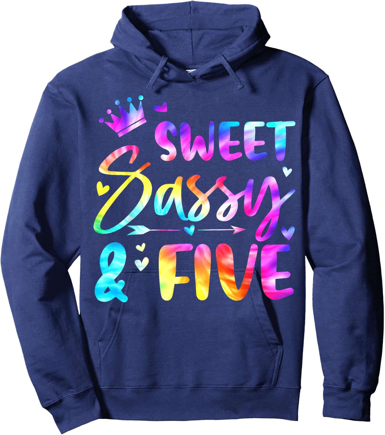 Sweet Sassy And Five Tie Dye 5th Bday 5 Years Old Hoodie - Hoodie | Navy