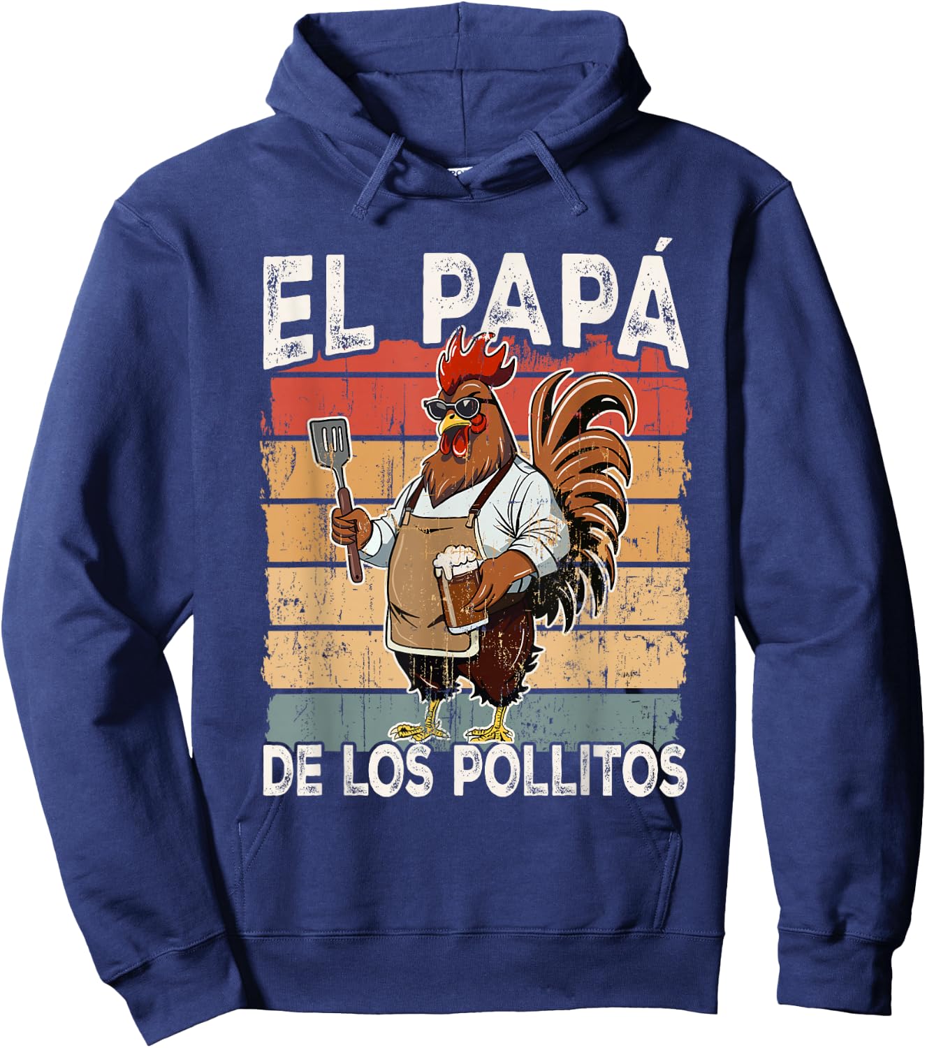 El Papa de lo pollitos funny Spanish Dia del Padre Hoodie - Hoodie | Navy