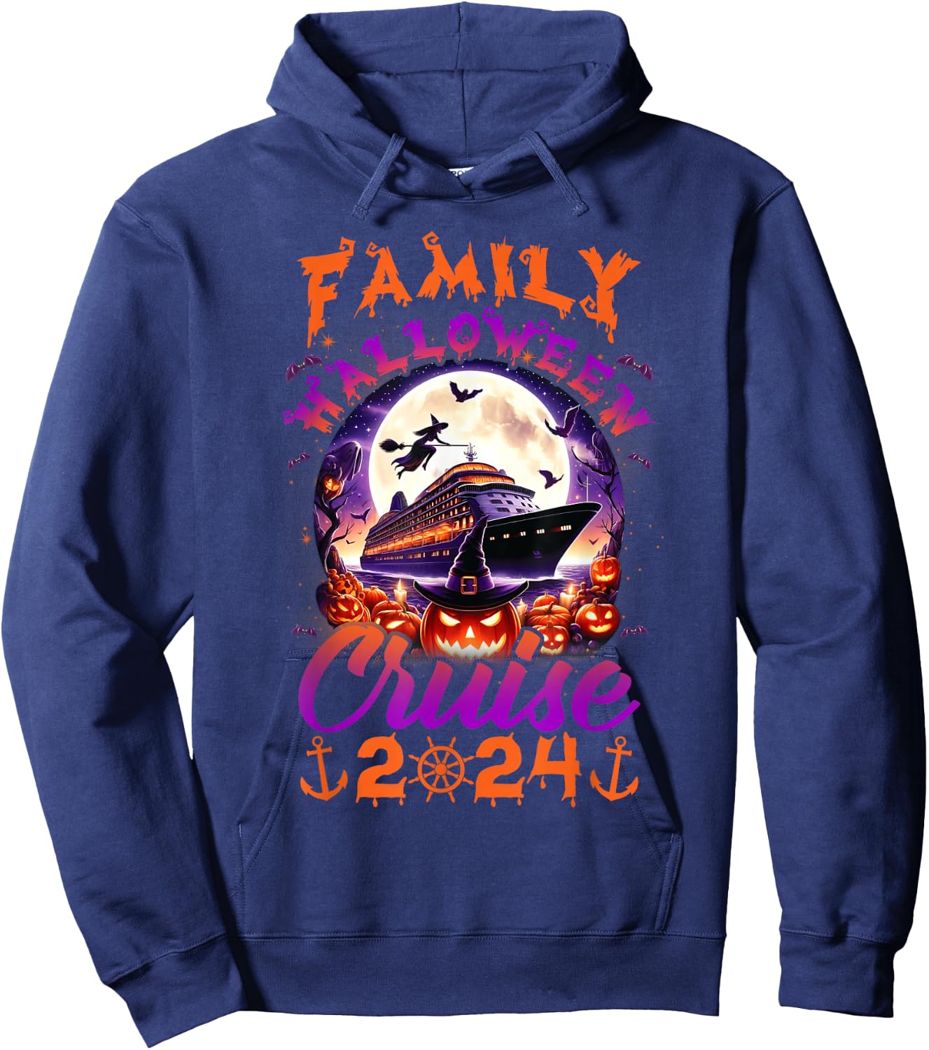 Family Halloween Cruise 2024 Halloween Cruise Cruising Lover Hoodie - Hoodie | Navy