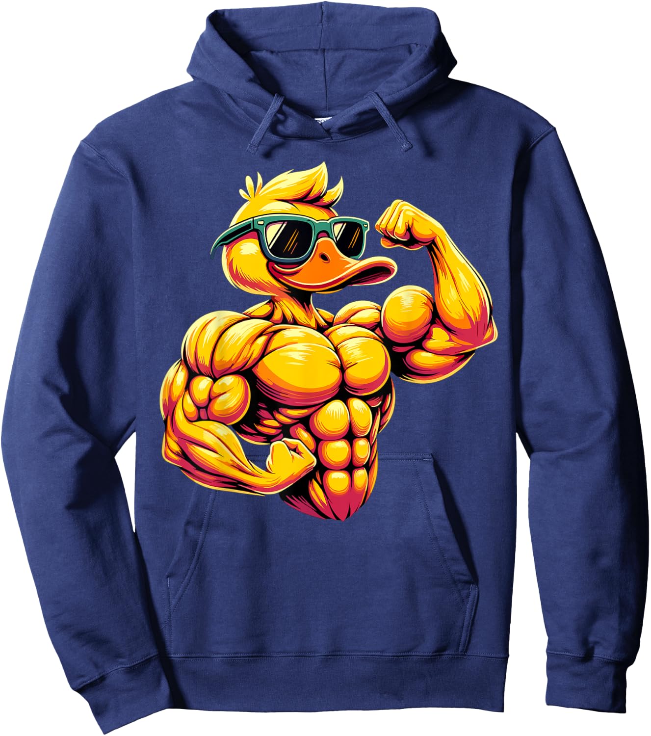 Muscular Duck Bodybuilder Rubber Duck Hoodie - Hoodie | Navy