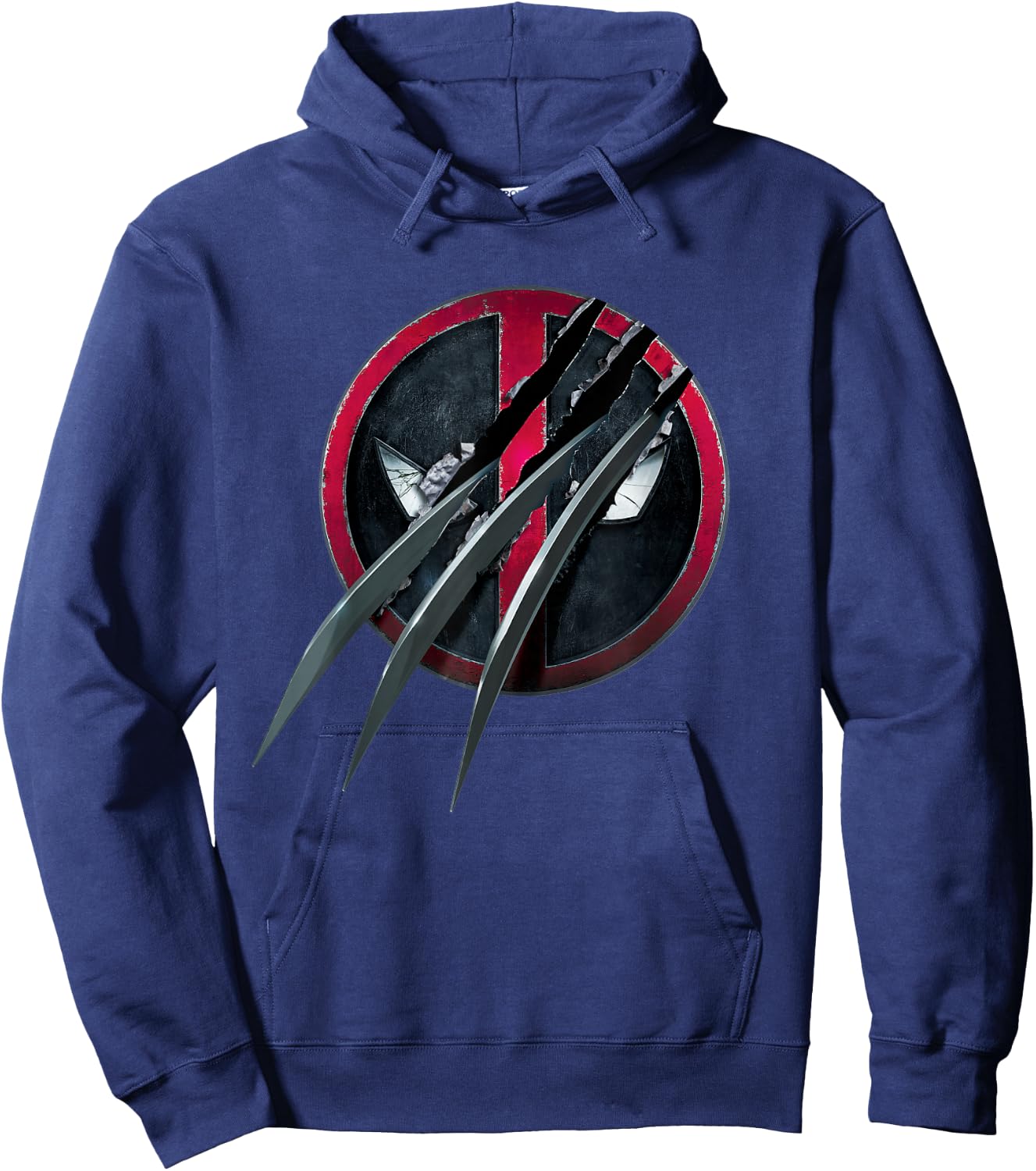 Marvel Deadpool & Wolverine Adamantium Claw Split Logo Hoodie - Hoodie | Navy