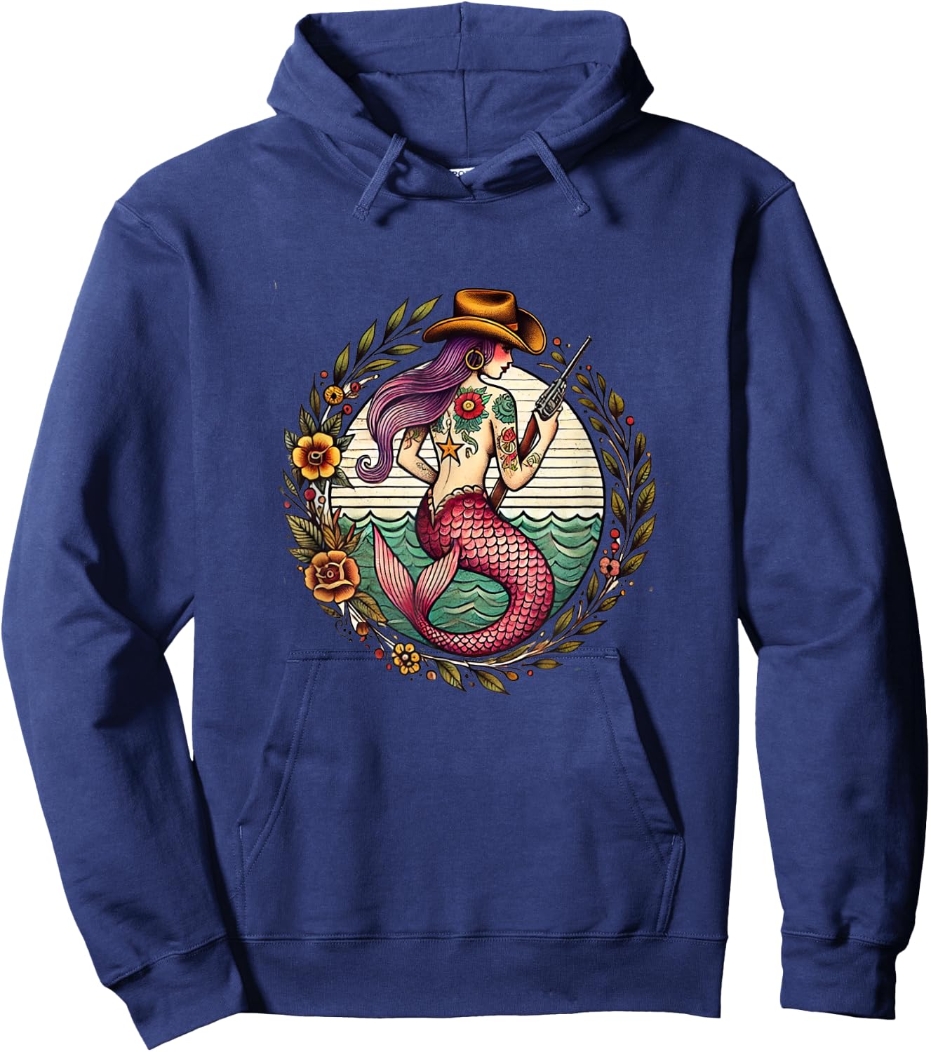 Art Nouveau Cowgirl Mermaid illustration Hoodie - Hoodie | Navy