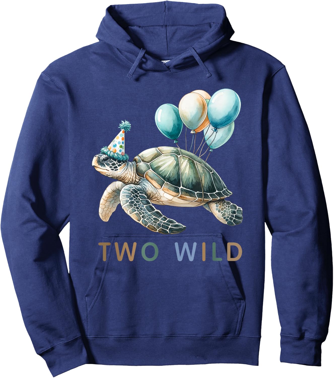 2nd Birthday 2 Years Old Two Wild Sea Turtle Animal Kids Hoodie - Hoodie | Navy